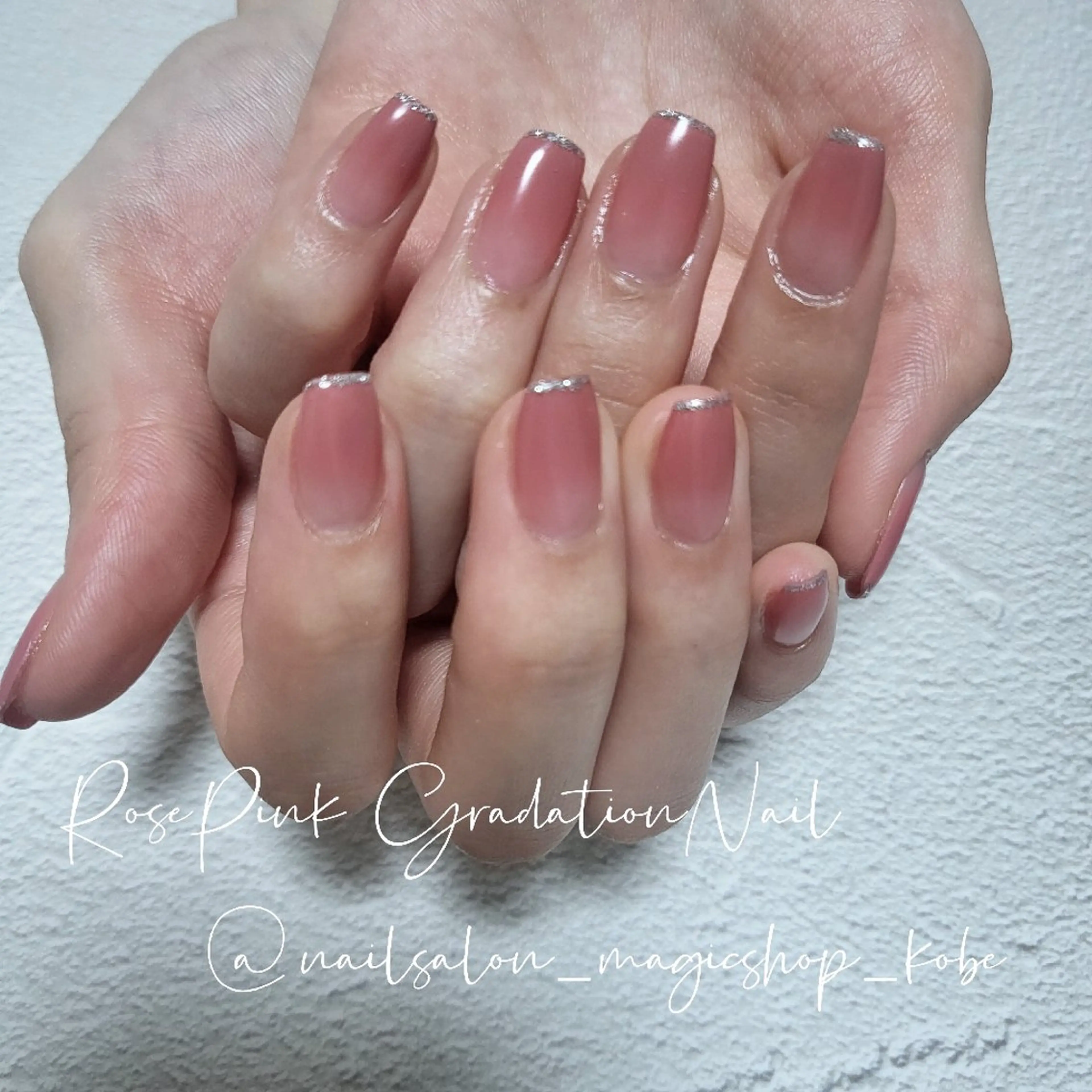 ネイル ジェルネイル グラデーション ラメ(グリッター) ピンク シルバー ハンドネイル Nailsalon MagicShopのネイルデザイン