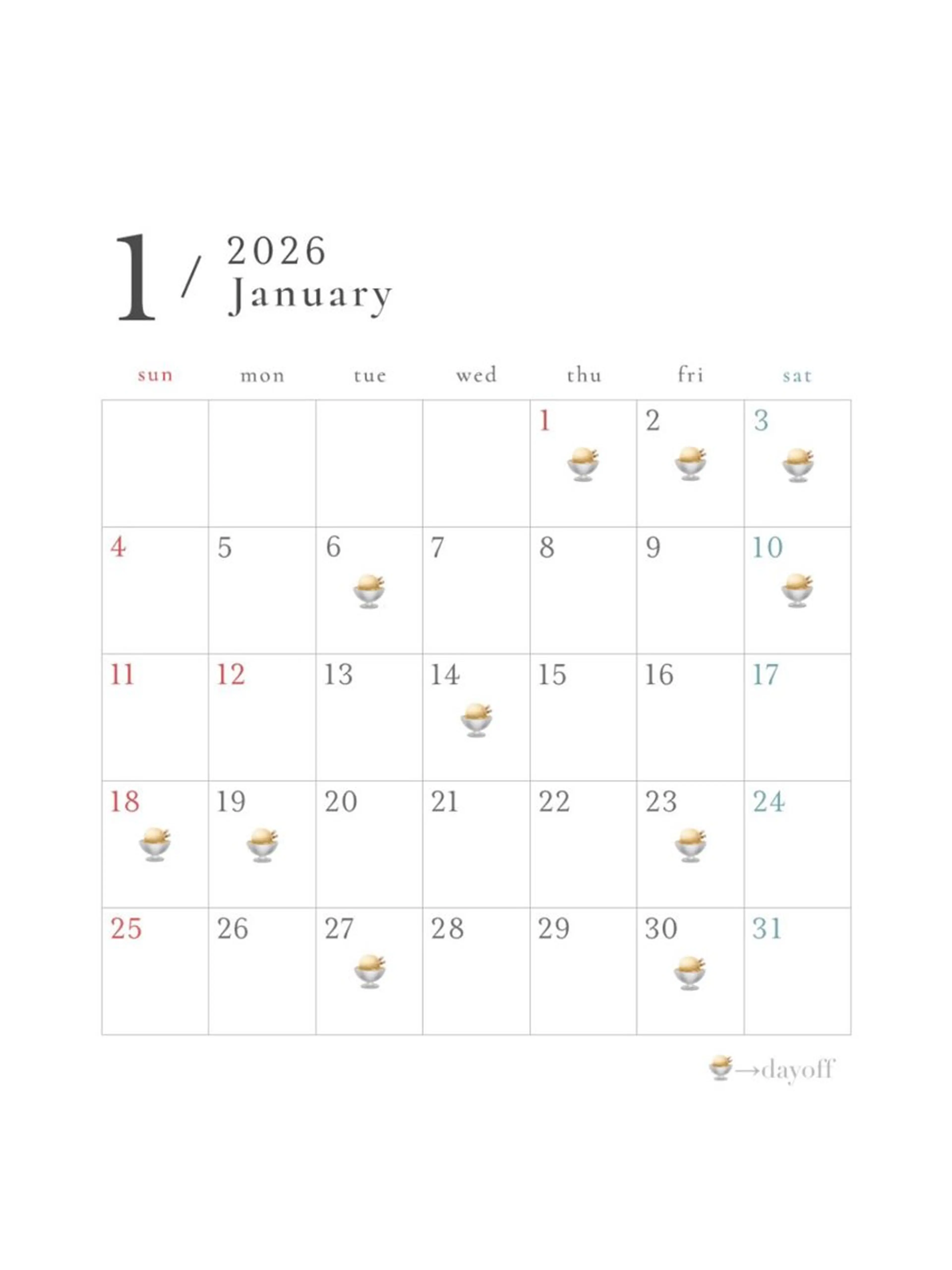 January♡monthly scheduleの写真