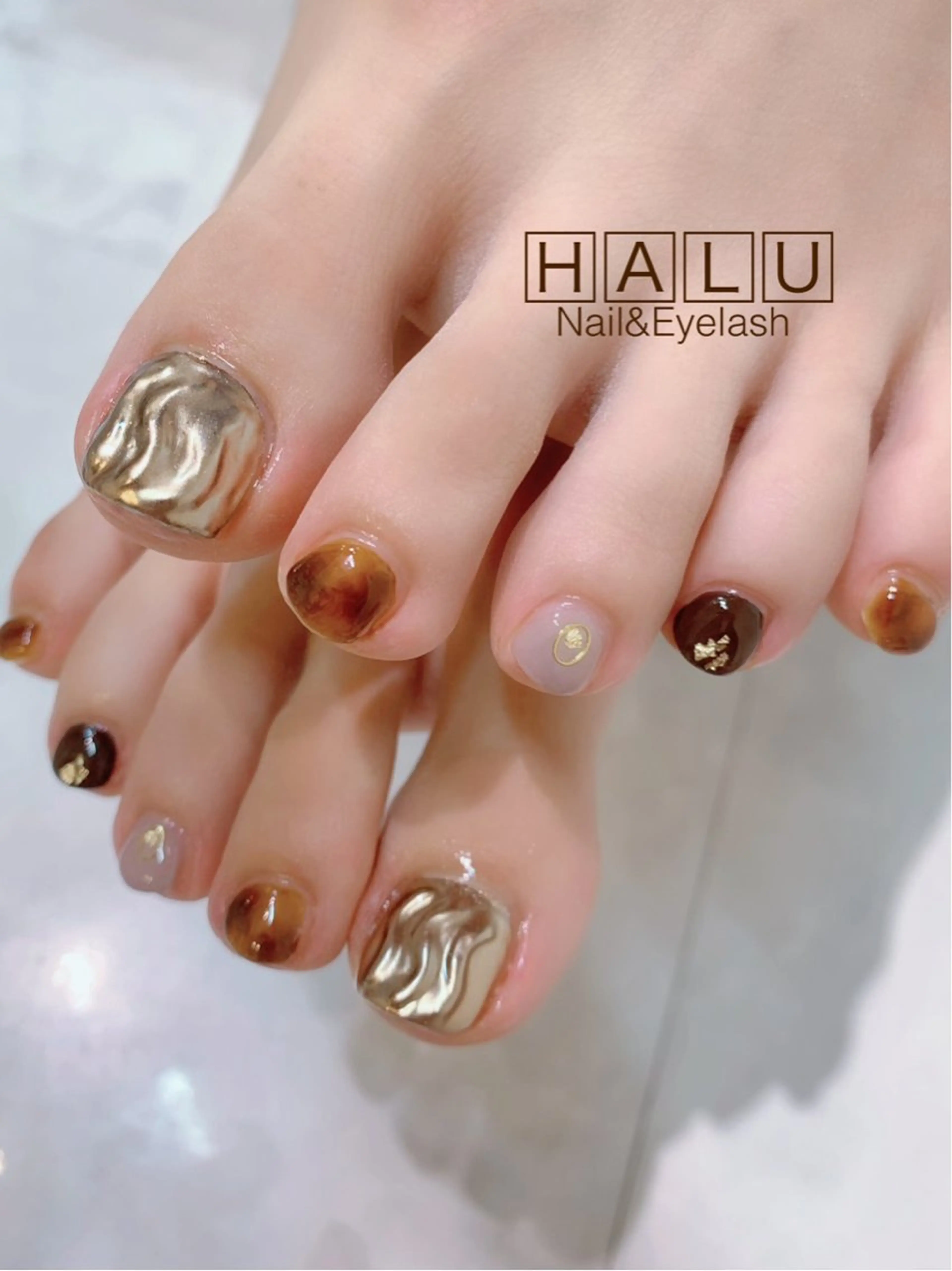 ネイル べっ甲ネイル ミラーネイル HALU ハルのネイルデザイン