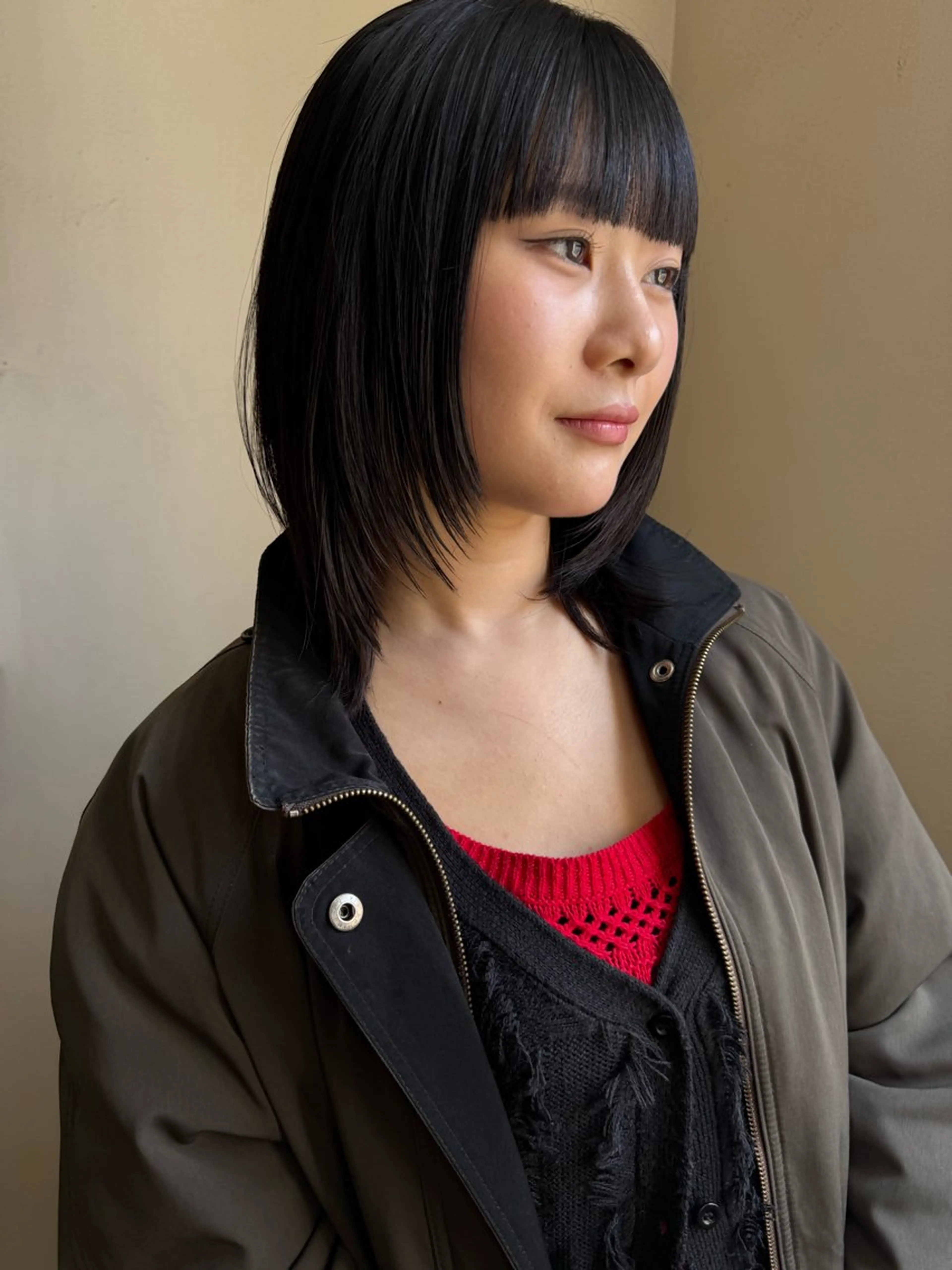 ミディアム カラー レイヤーカット ワイドバング ウルフカット カット ヘアカラー トリートメント 森貴裕/ベージュ/ パーマ/オリーブのヘアスタイル