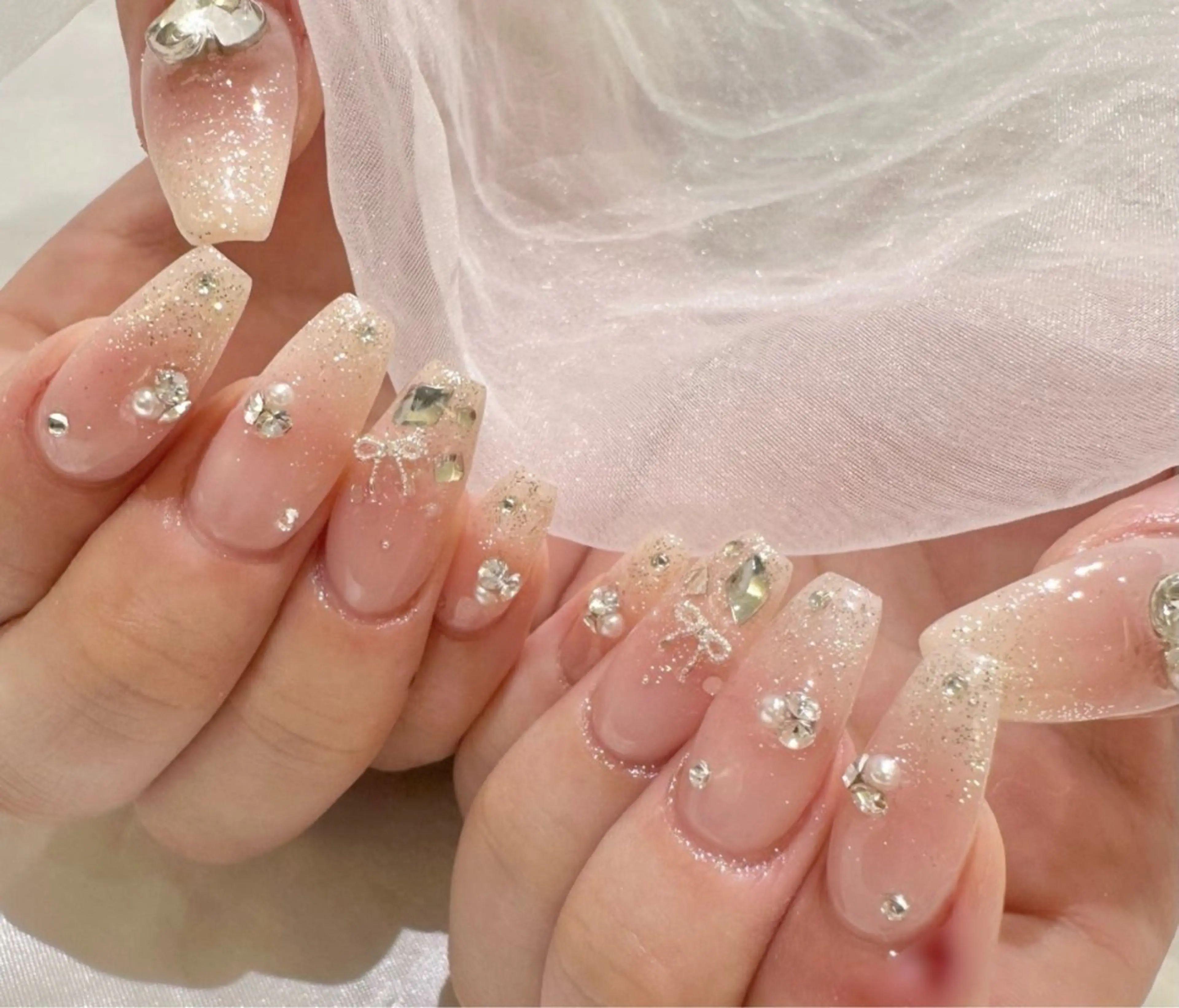 ネイル アートネイル フレンチネイル ジェルネイル キラキラネイル ニュアンスネイル ハンドネイル Ryunail所属・Ryu Nail NekoChanのネイルデザイン