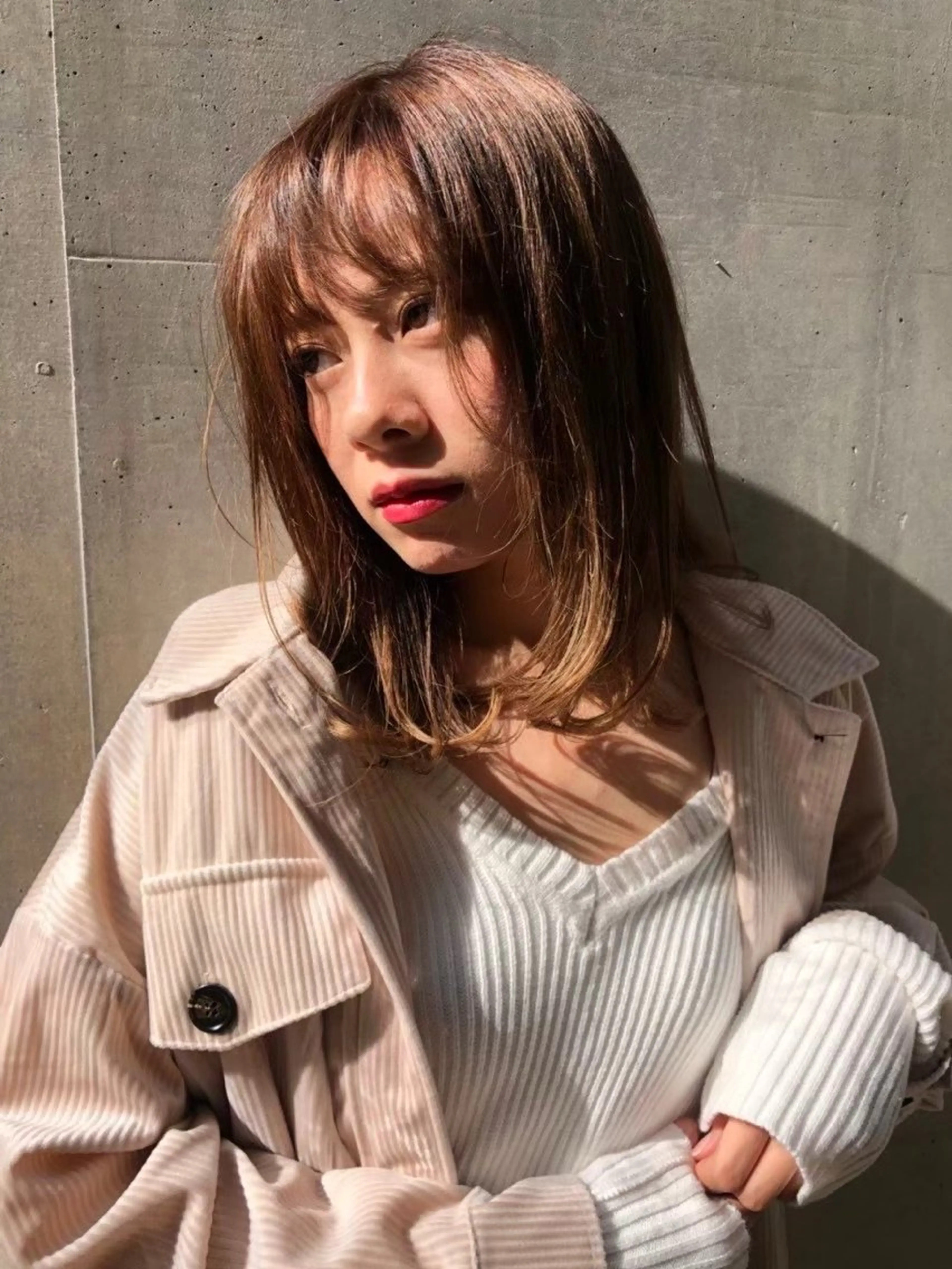 セミロング カラー パーマ ヘアアレンジ メンズ メンズブリーチ ダウンパーマ メンズハイライト メンズインナーカラー メンズ韓国風 Eir江坂　カット/ボブ/ショート/髪質改善カラー/トリートメント所属・髪質改善カラー特化 亮輔【江坂駅すぐ】のヘアスタイル