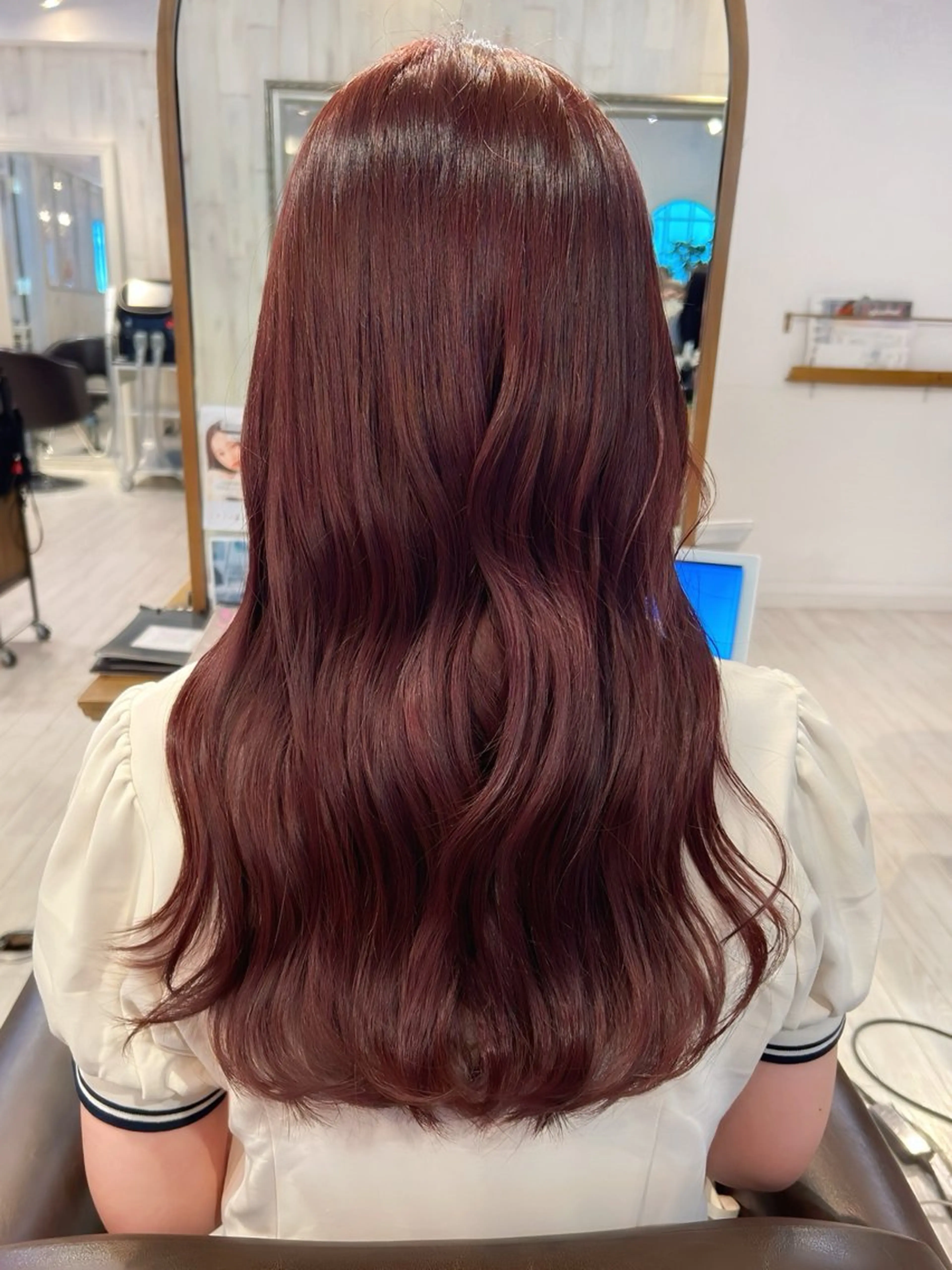 ロング カラー ブラウンカラー ピンクカラー ピンクブラウン カット ヘアカラー トリートメント 【韓国ヘア×透明感 カラー】笹谷 莉未のヘアスタイル