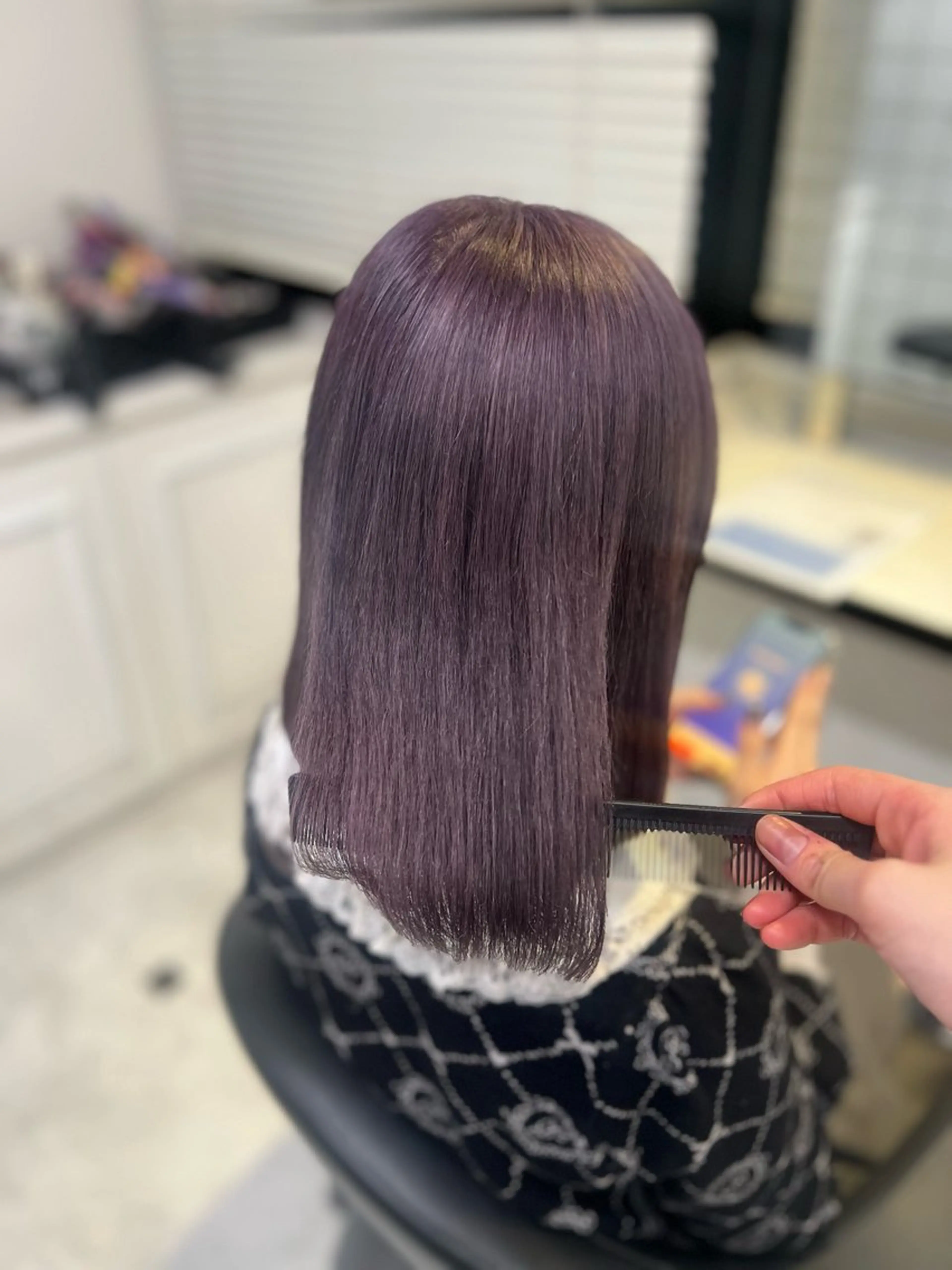 ミディアム カラー パーマ ラベンダーカラー 💕上野美容師☁ ブリーチ💖サワのヘアスタイル