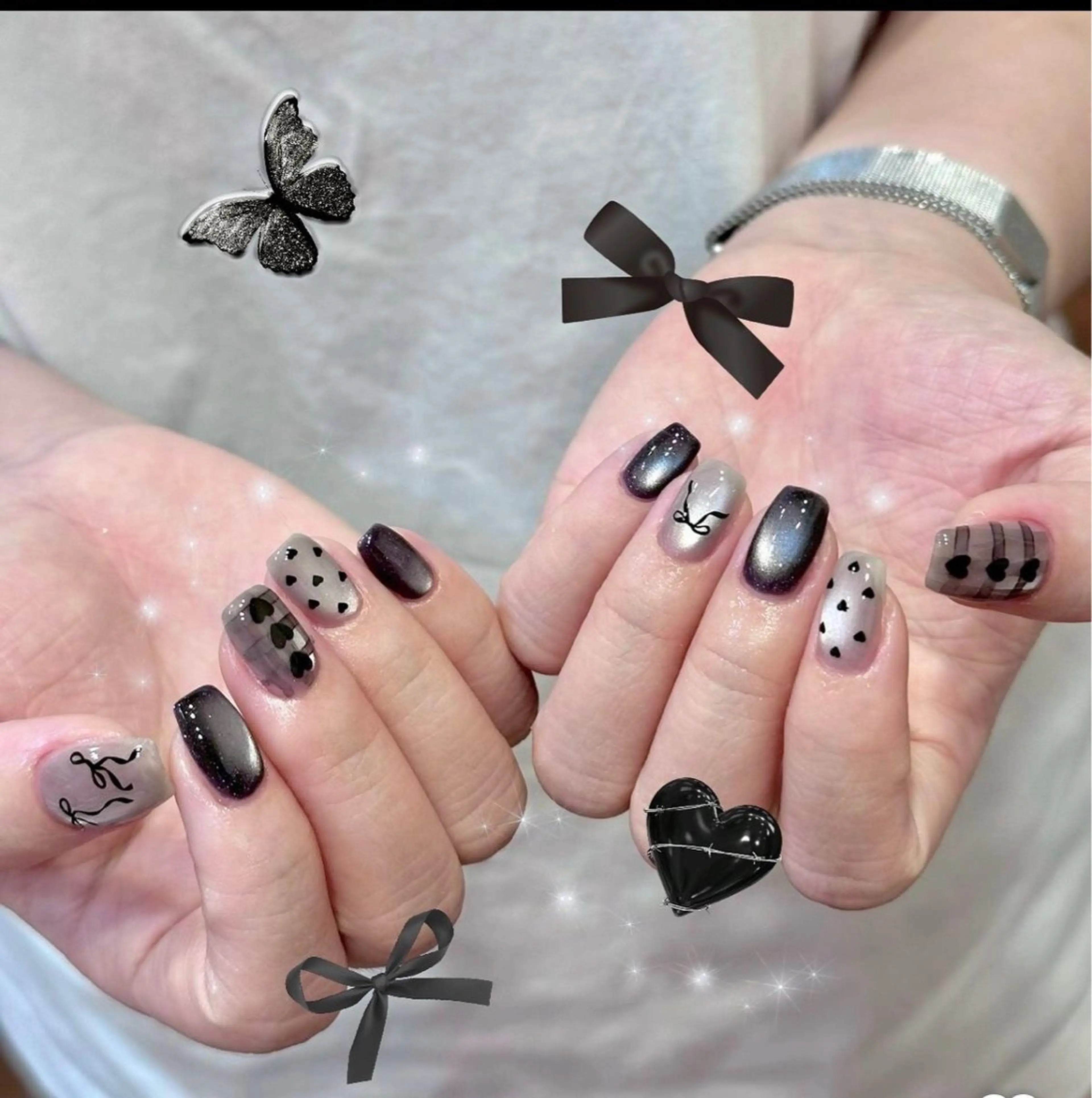 ネイル グラデーション ラメ(グリッター) マグネットネイル ミラーネイル ニュアンスネイル ハンドネイル Lumi de nails所属・Lumi de nailsのネイルデザイン