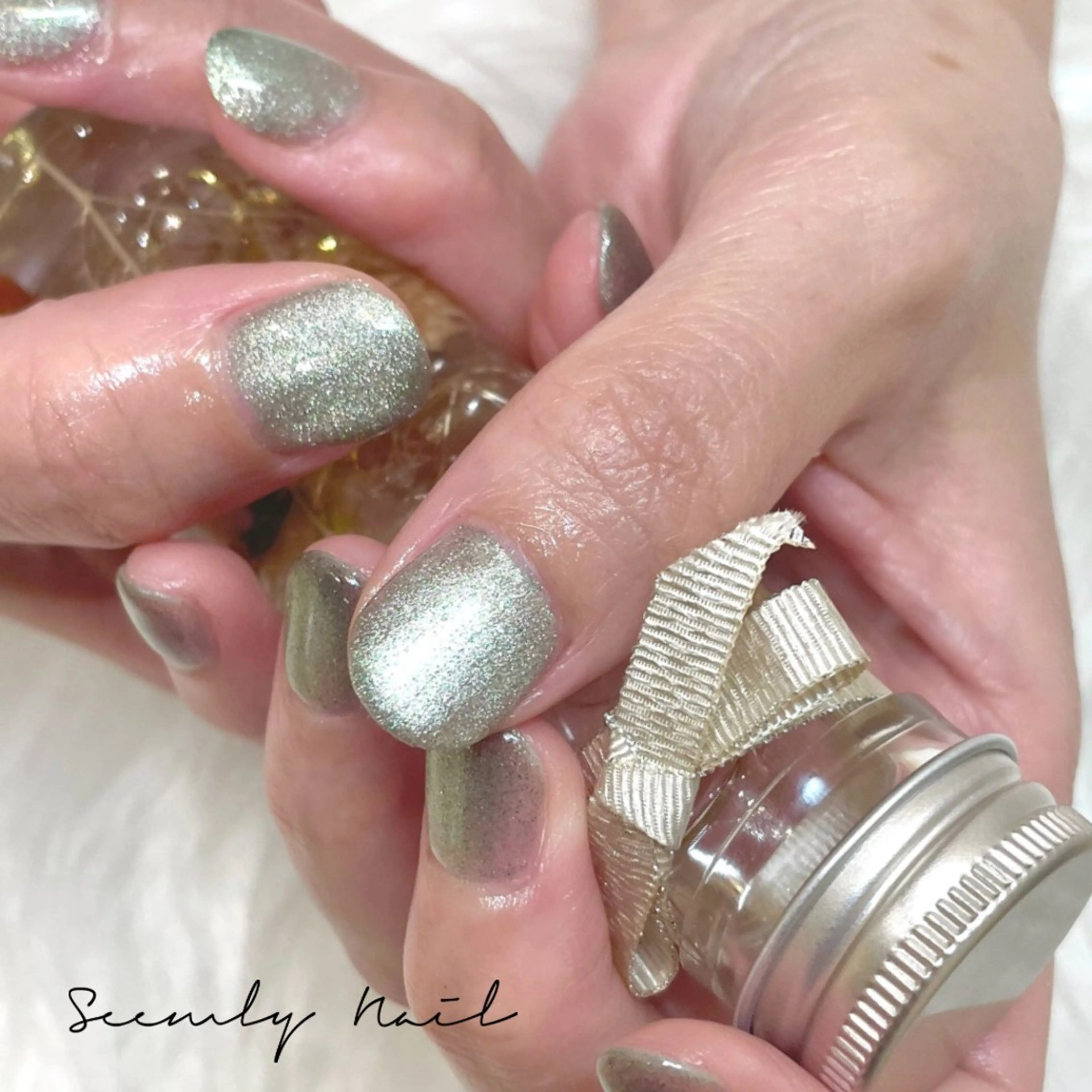 ネイル フラワーネイル フットネイル グリーン マグネットネイル 夏ネイル Seemly 千田町店所属・フラワーパラジェル 🌸シームリーエミのネイルデザイン