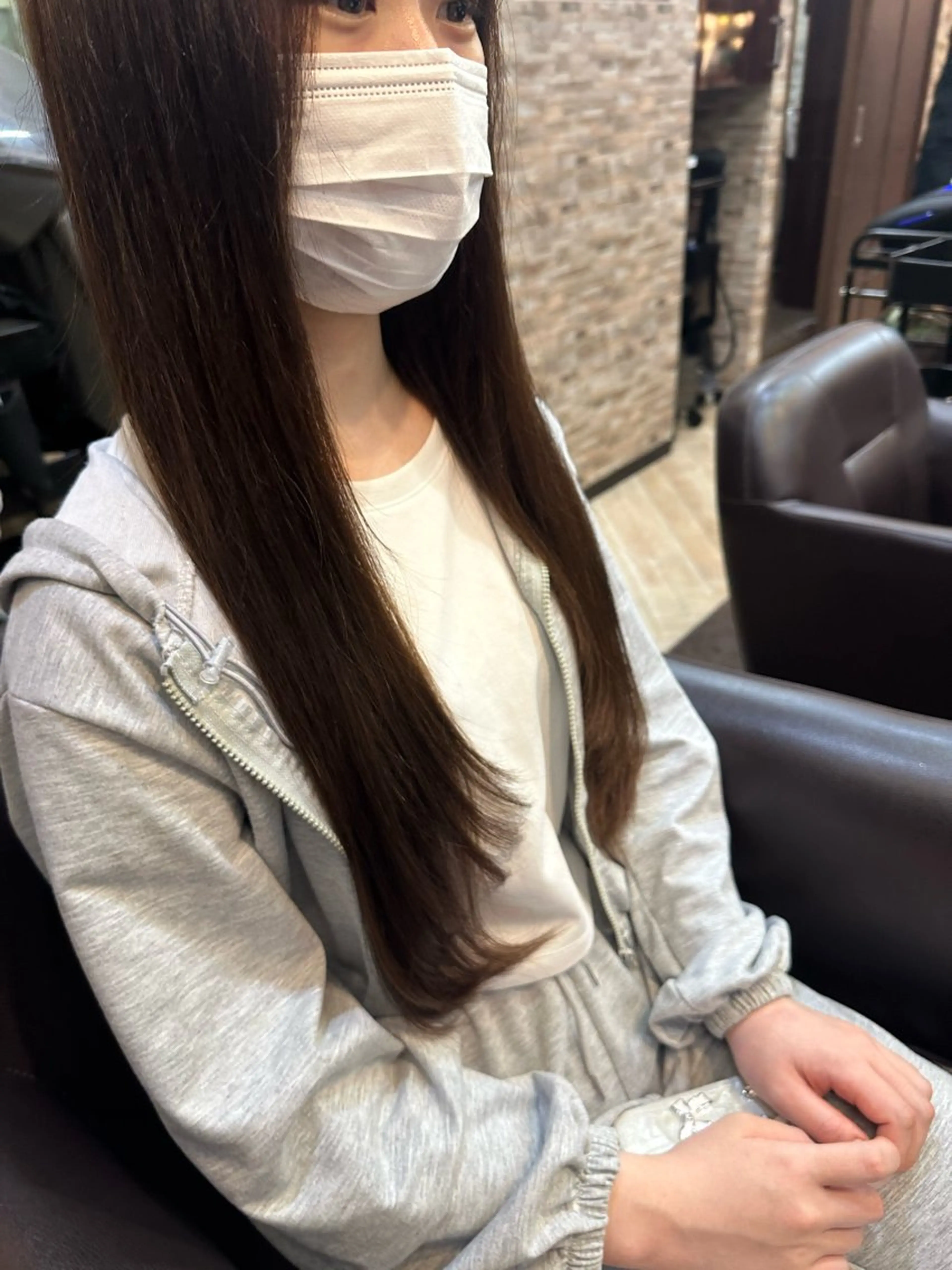 ロング 顔周りカット レイヤーカット 縮毛矯正&髪質改善/ きょうの🐺のヘアスタイル