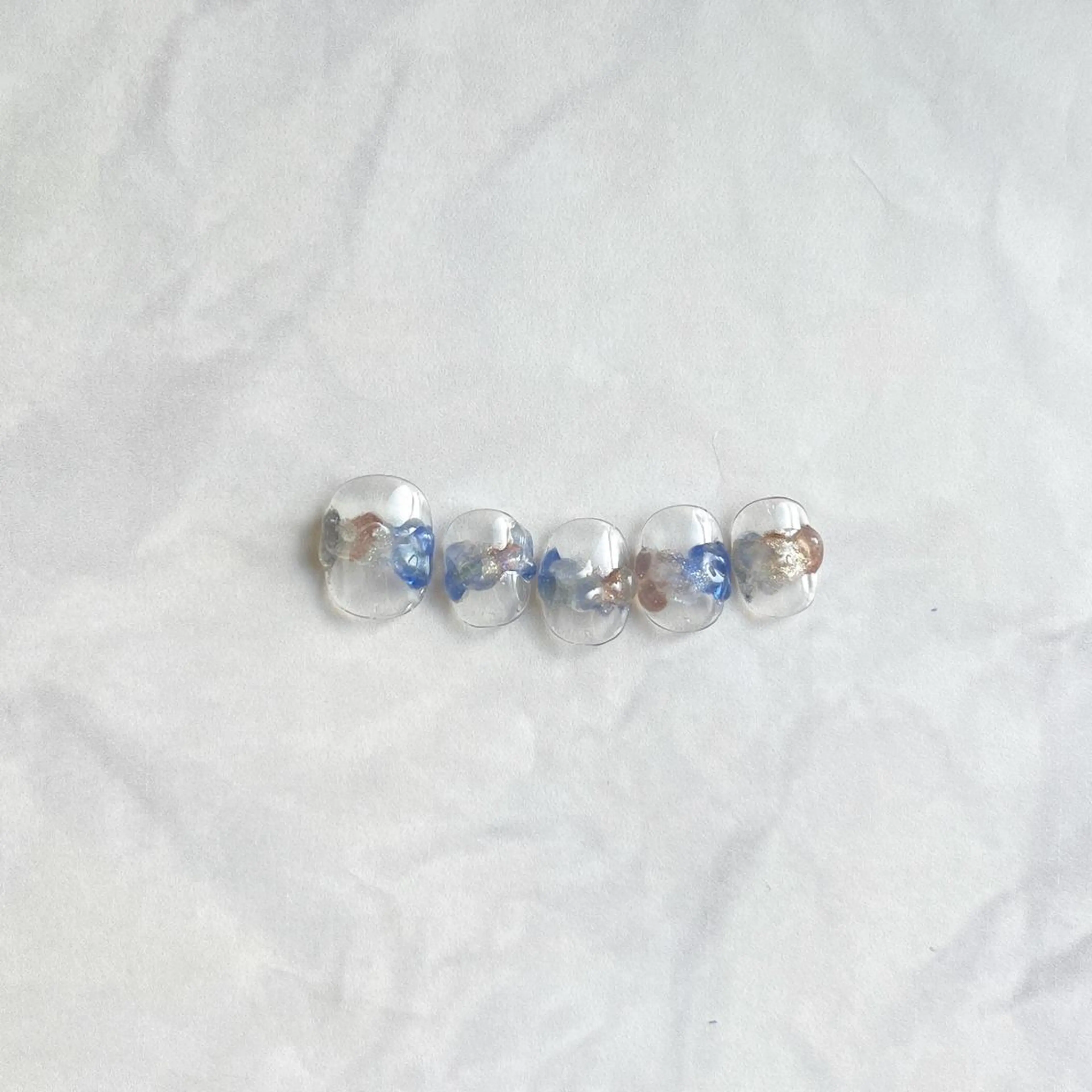 ネイル ブルー ぷっくりネイル 夏ネイル フリーランス¨̮⃝ ネイリストOKADAのネイルデザイン