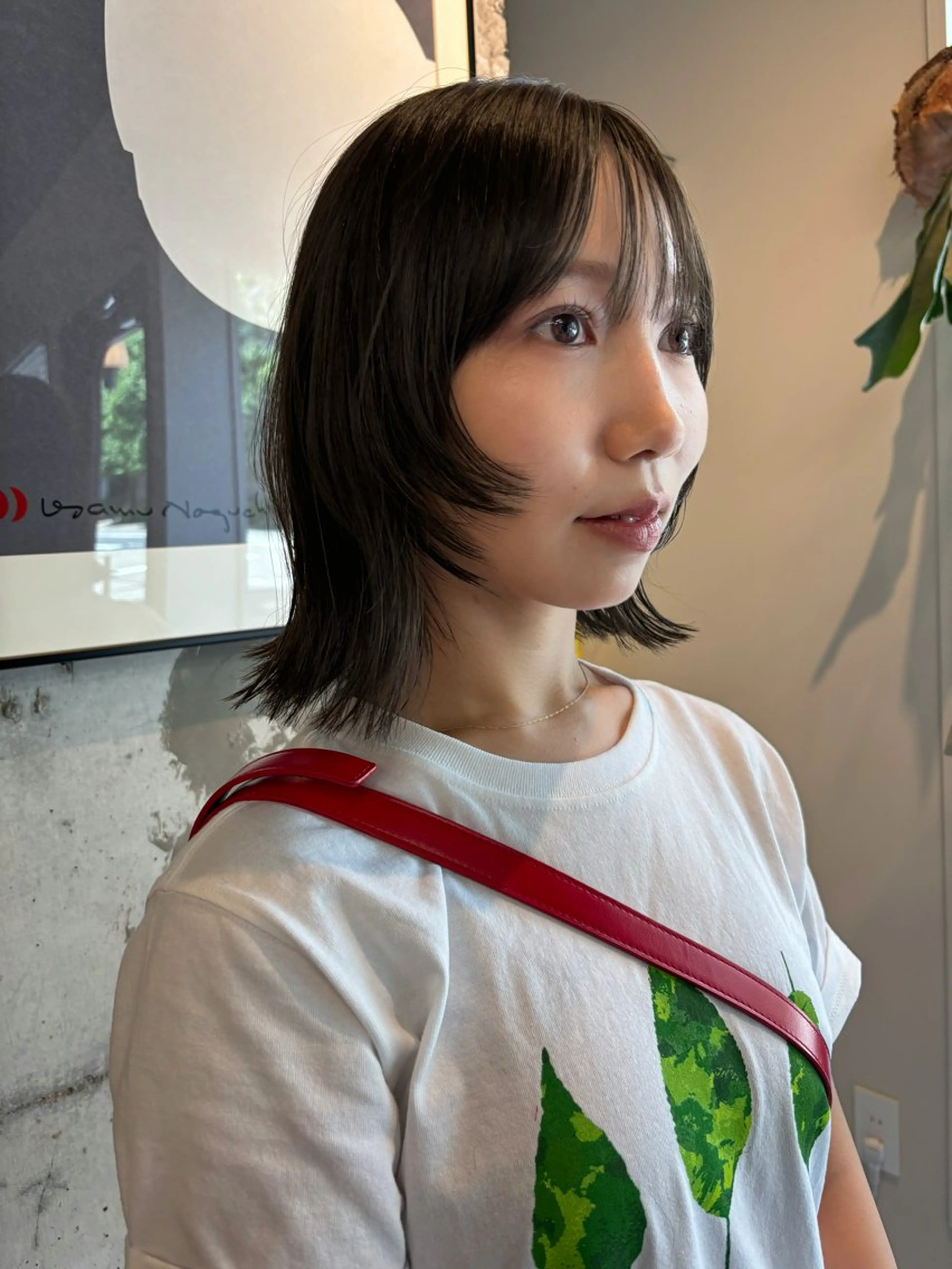 ミディアム カラー ブラウンカラー オリーブブラウン オレンジ くびれヘア レイヤーカット カット ヘアカラー 永田 愛莉のヘアスタイル