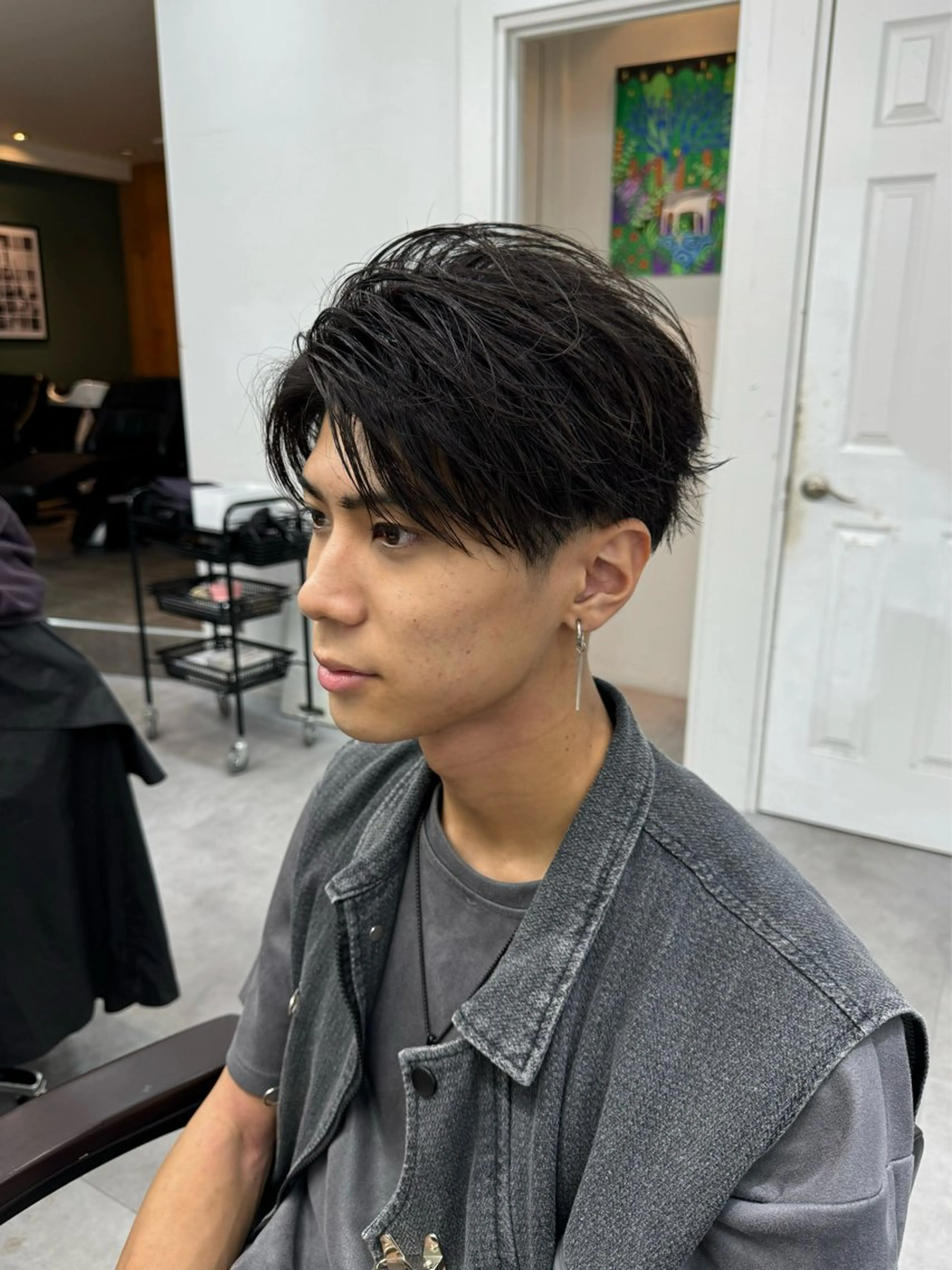 パーマ メンズ センターパート メンズパーマ カット パーマ トリートメント シャドウパーマ/ 波巻パーマYu-Kiのヘアスタイル