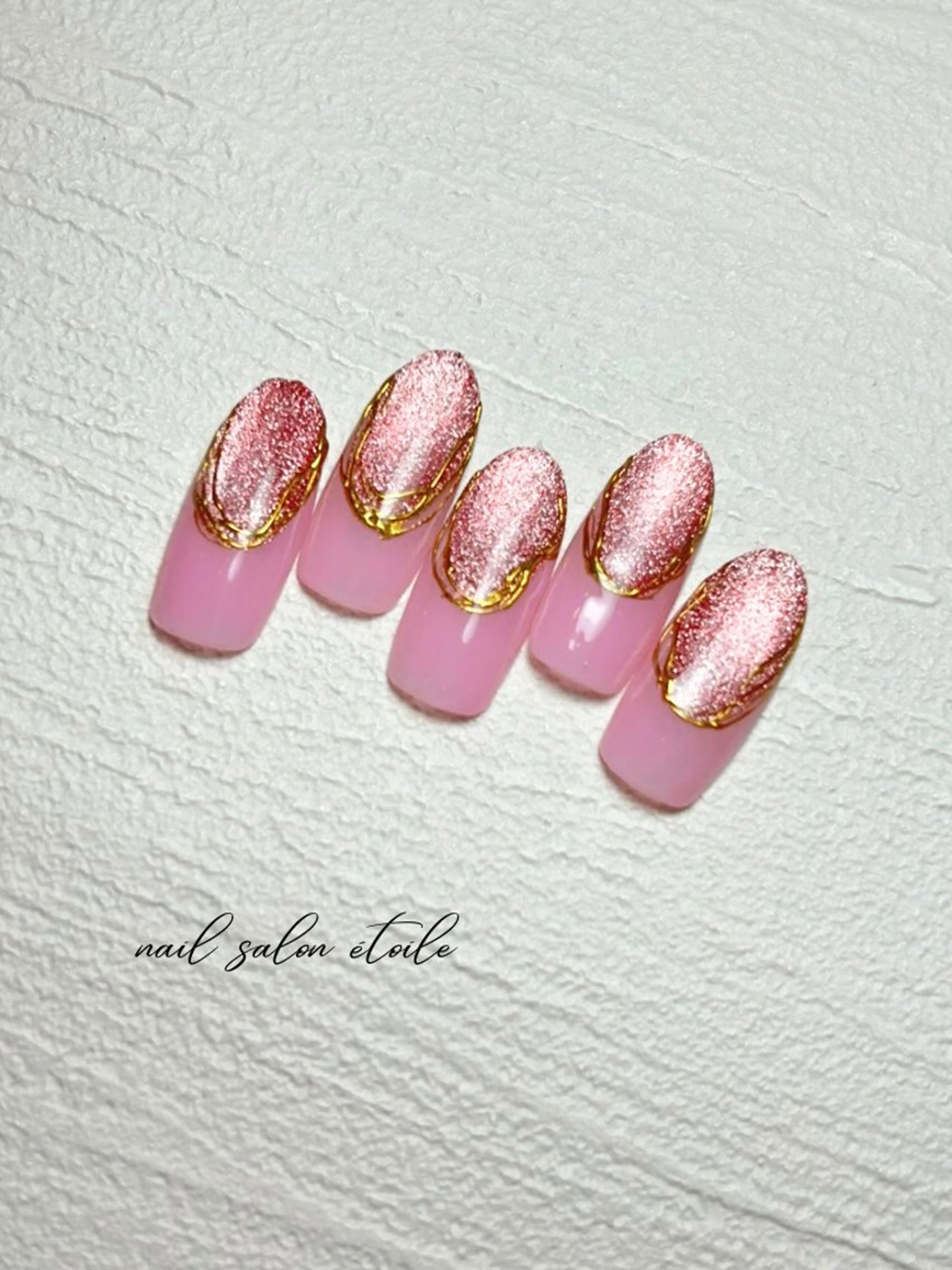 ネイル マグネットネイル ピンク ハンドネイル nail salon étoileのネイルデザイン