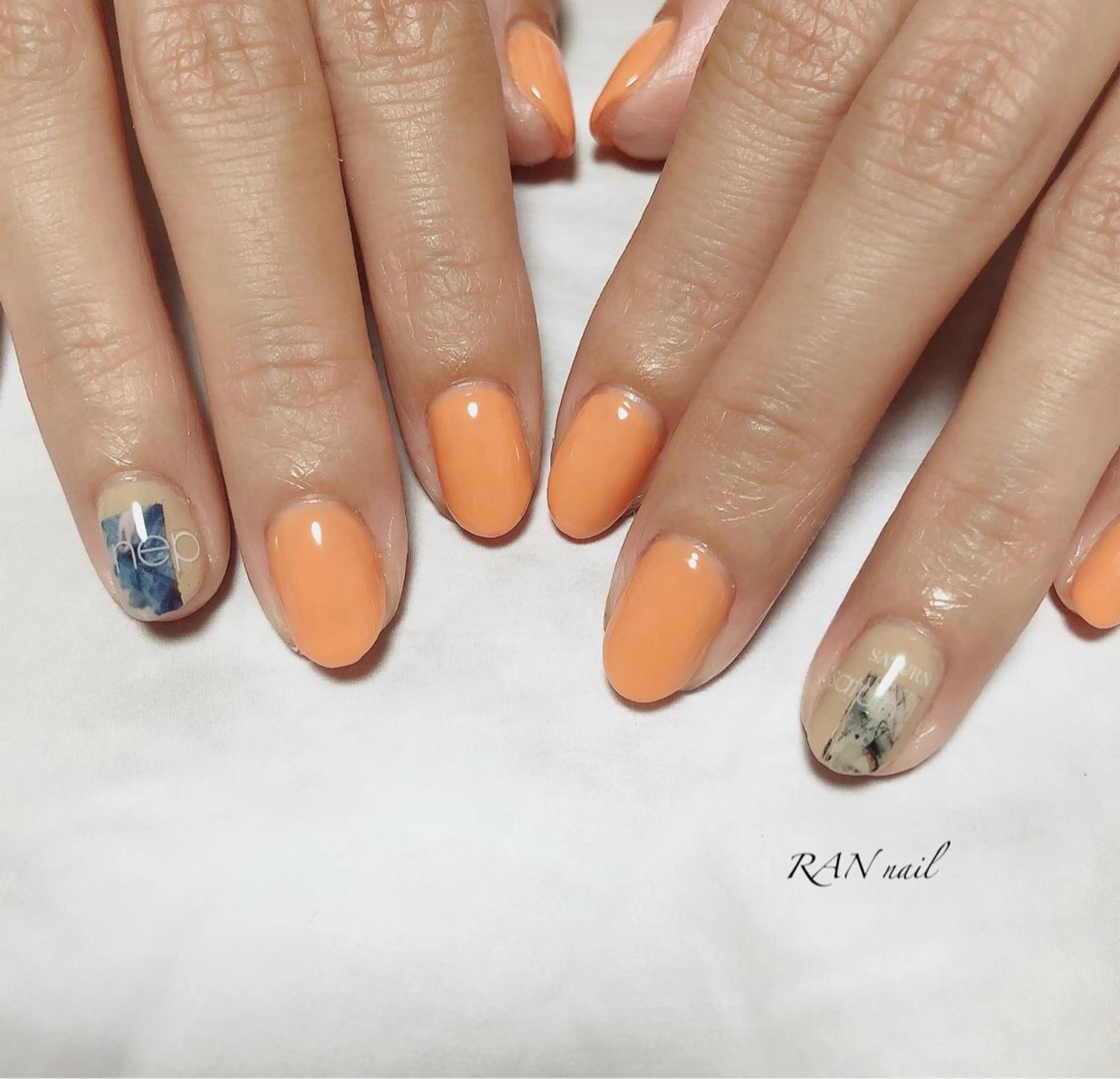 ネイル ジェルネイル オフィスネイル オレンジ 夏ネイル ブライダルネイル ハンドネイル フットネイル RAN nail 〜ランネイル〜所属・RAN nailのネイルデザイン