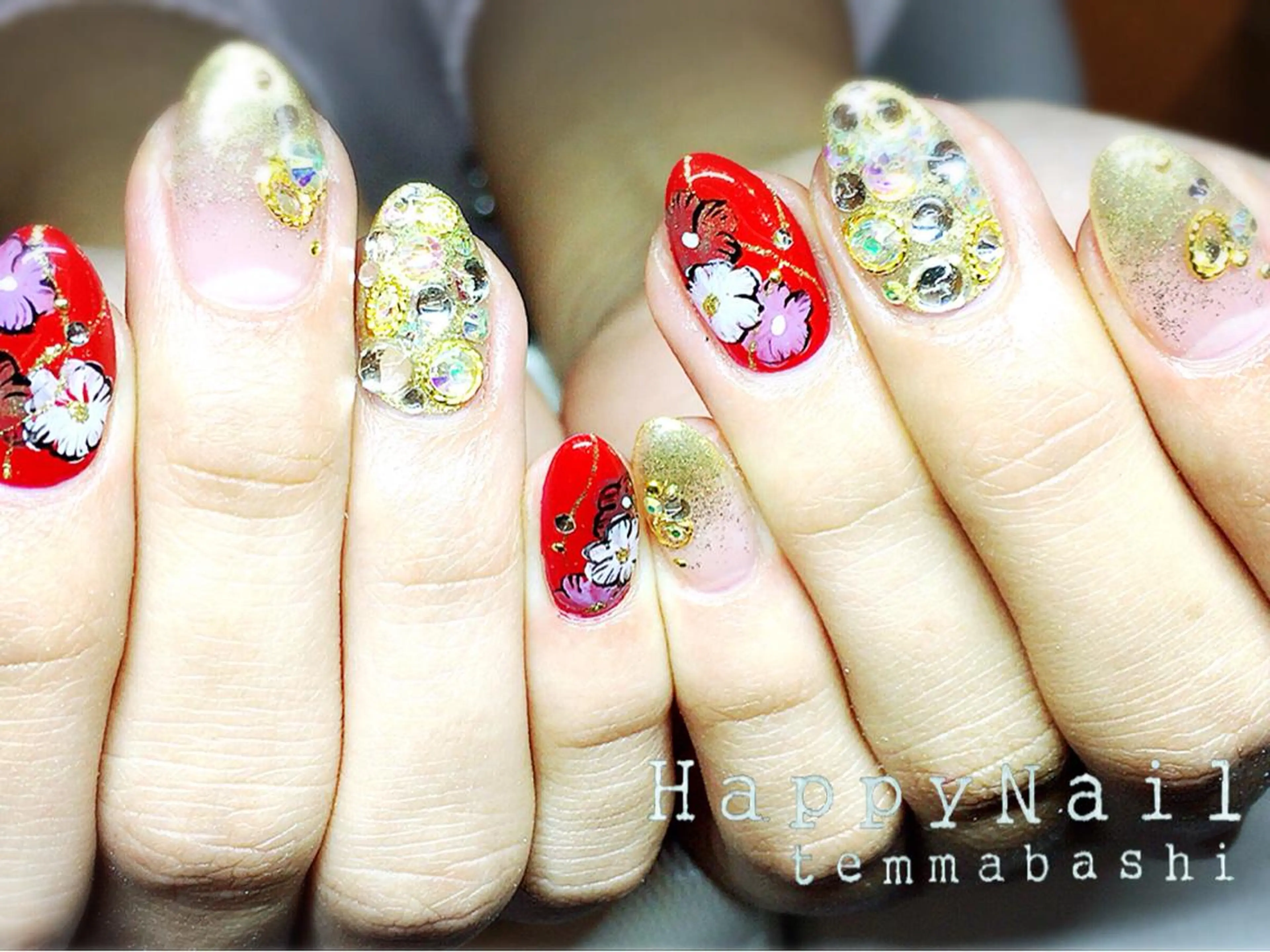 ショート ミディアム セミロング ロング ネイル アートネイル 成人式 Happy Nailのネイルデザイン