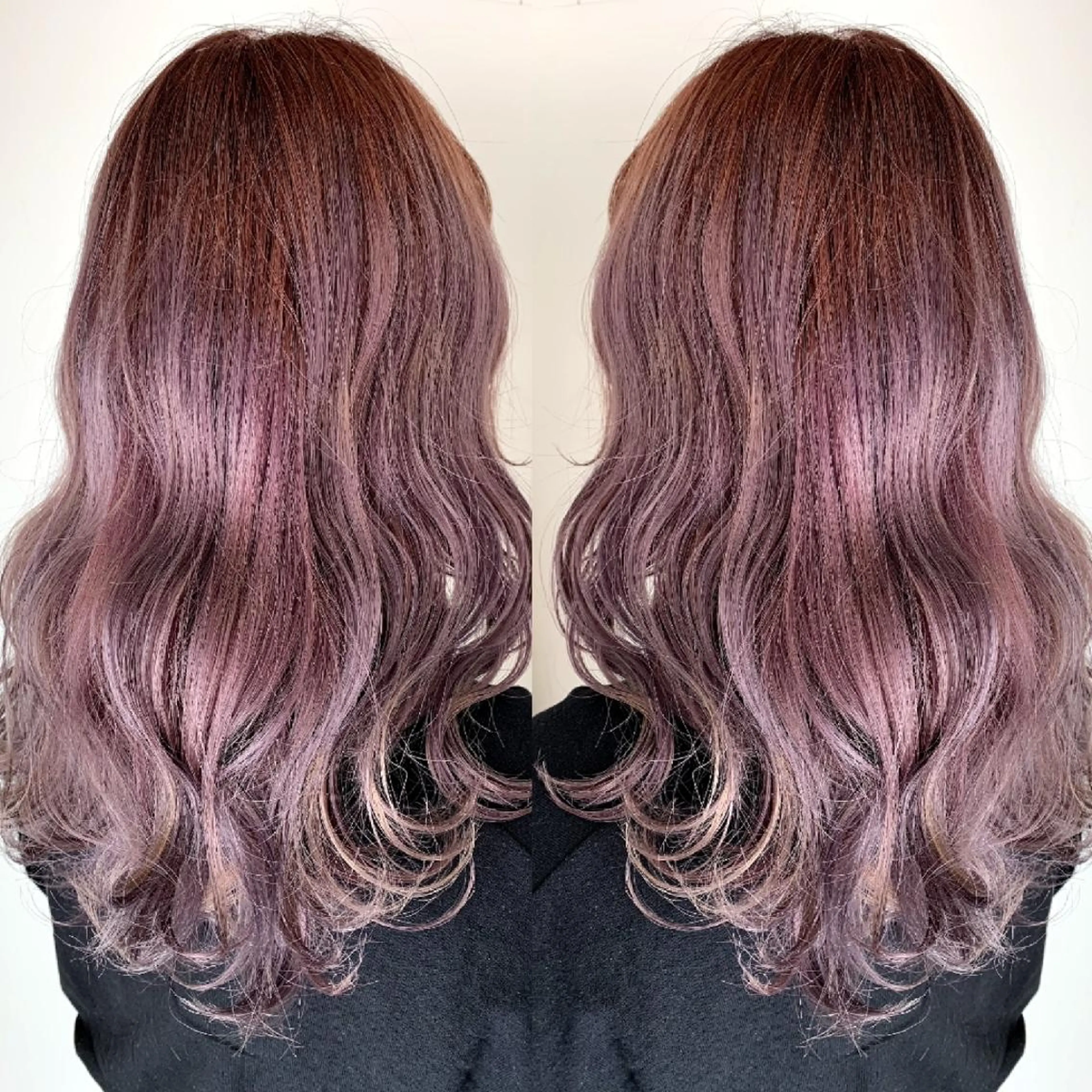 セミロング カラー ベージュカラー ラベンダーカラー ラベンダーベージュ nameless髪質 改善ブリーチ心斎橋のヘアスタイル