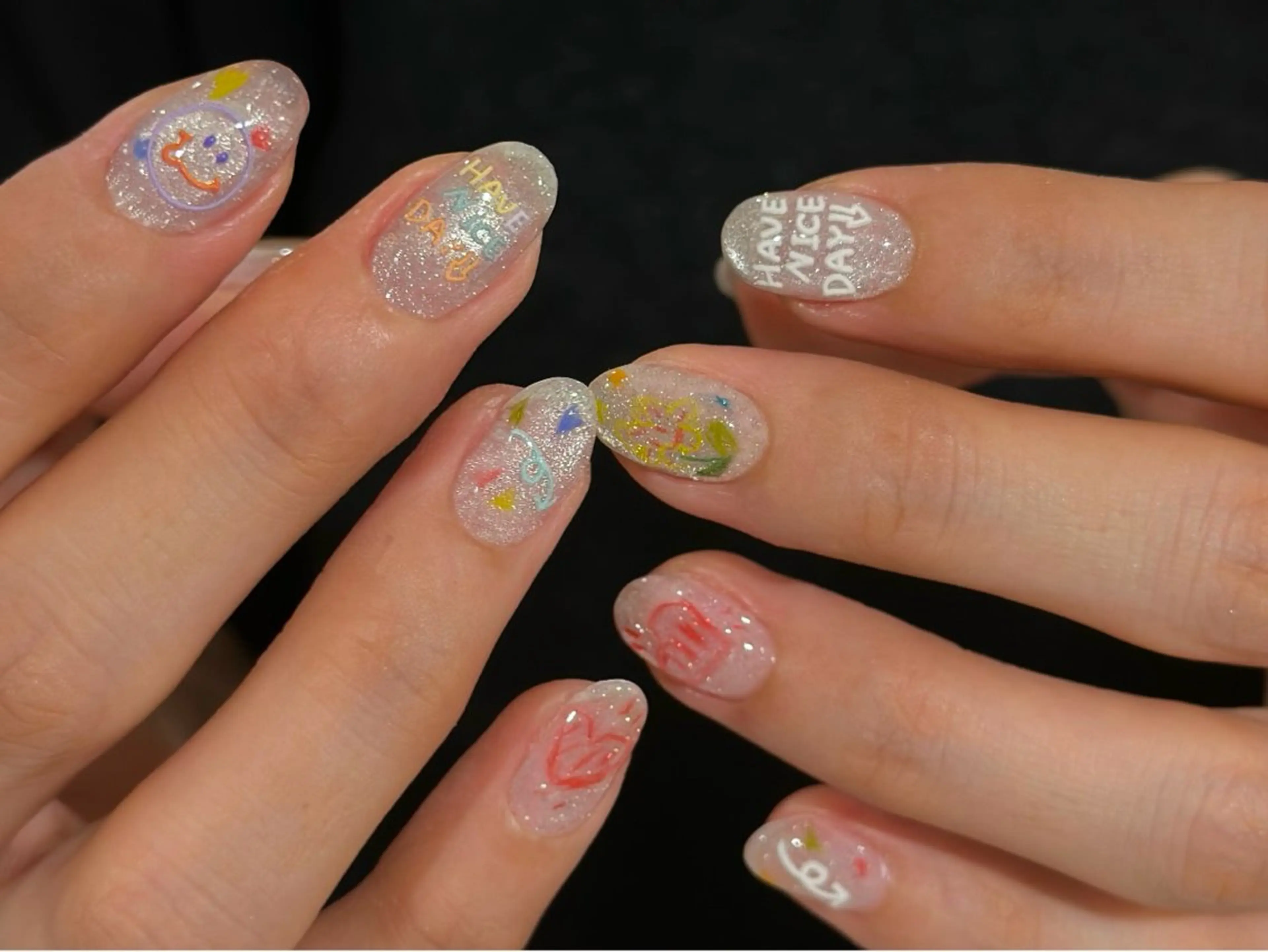 ネイル アートネイル カジュアル ガーリー ハート マグネットネイル ANOVA所属・ANOVA アノヴァのネイルデザイン