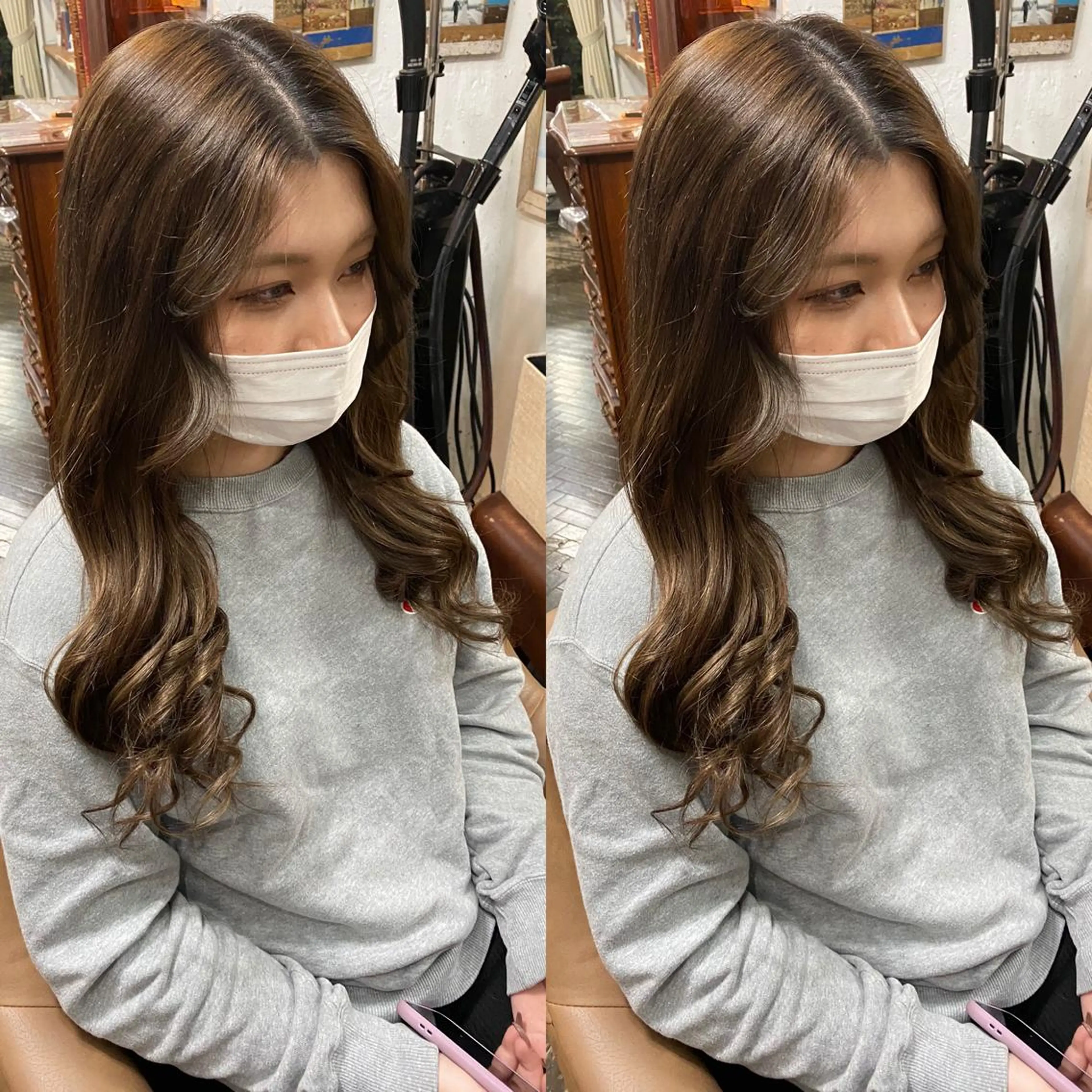 ロング カラー バレイヤージュ ブリーチ ブロンド ダブルカラー イヤリングカラー エクステ モモカ/ハイトーン /バレイヤージュのヘアスタイル