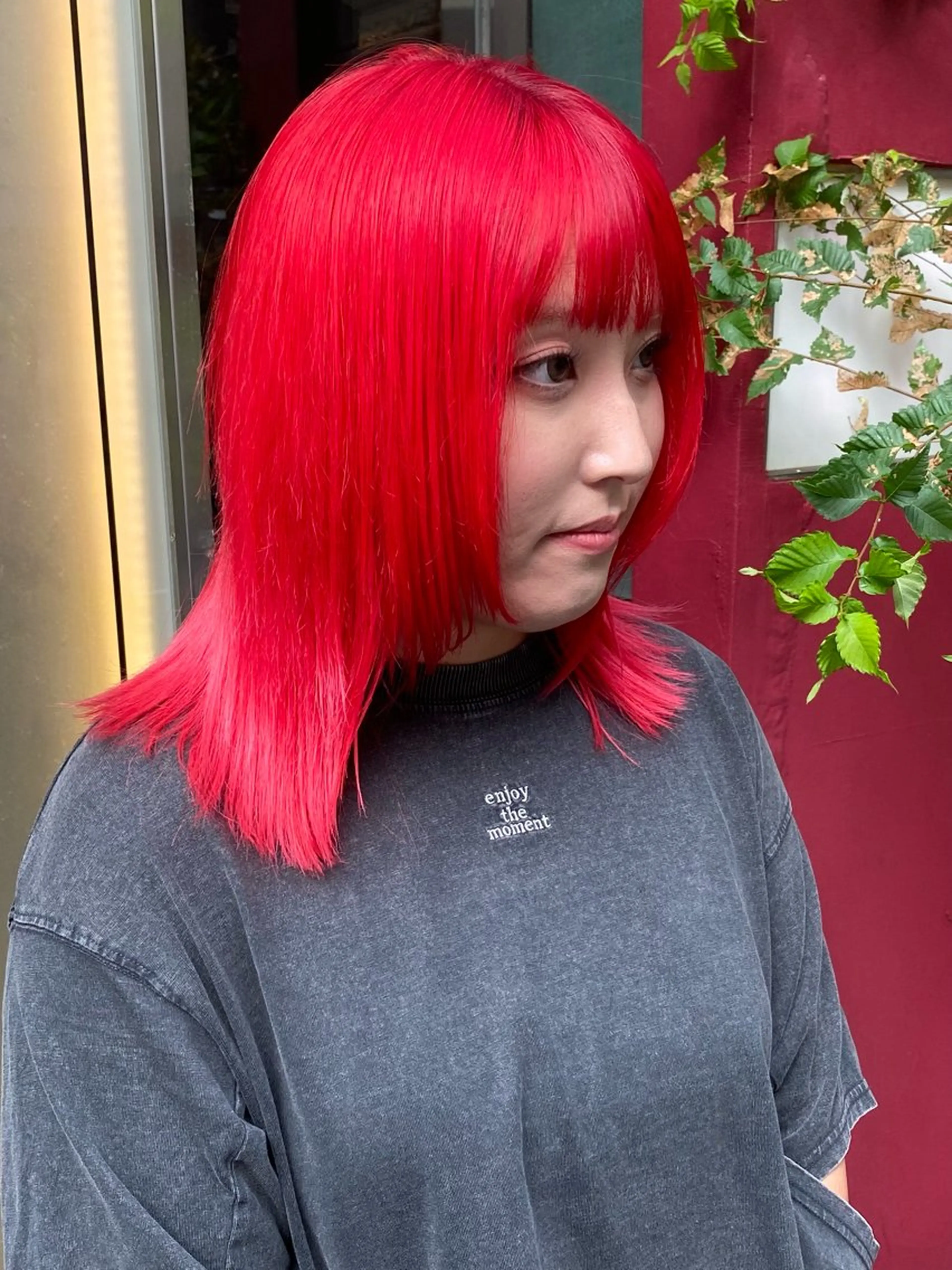 ミディアム カラー レッドカラー ヘアカラー ホワイト/店長/カラ ー講師/錦糸町/岩崎のヘアスタイル