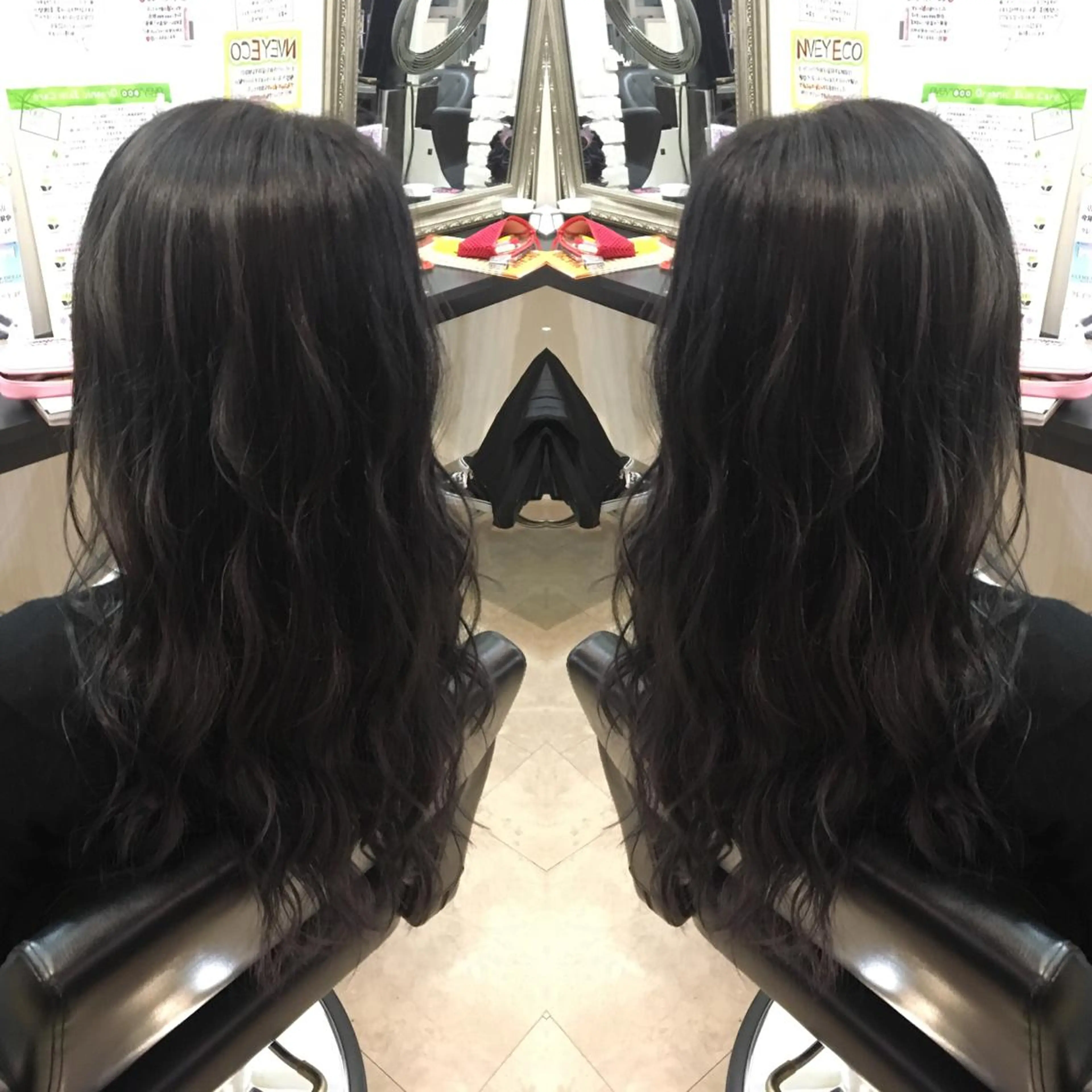 ロング カラー ブルーカラー ブルージュ カット ヘアカラー トリートメント 💓シールエクステ ルミエールのヘアスタイル