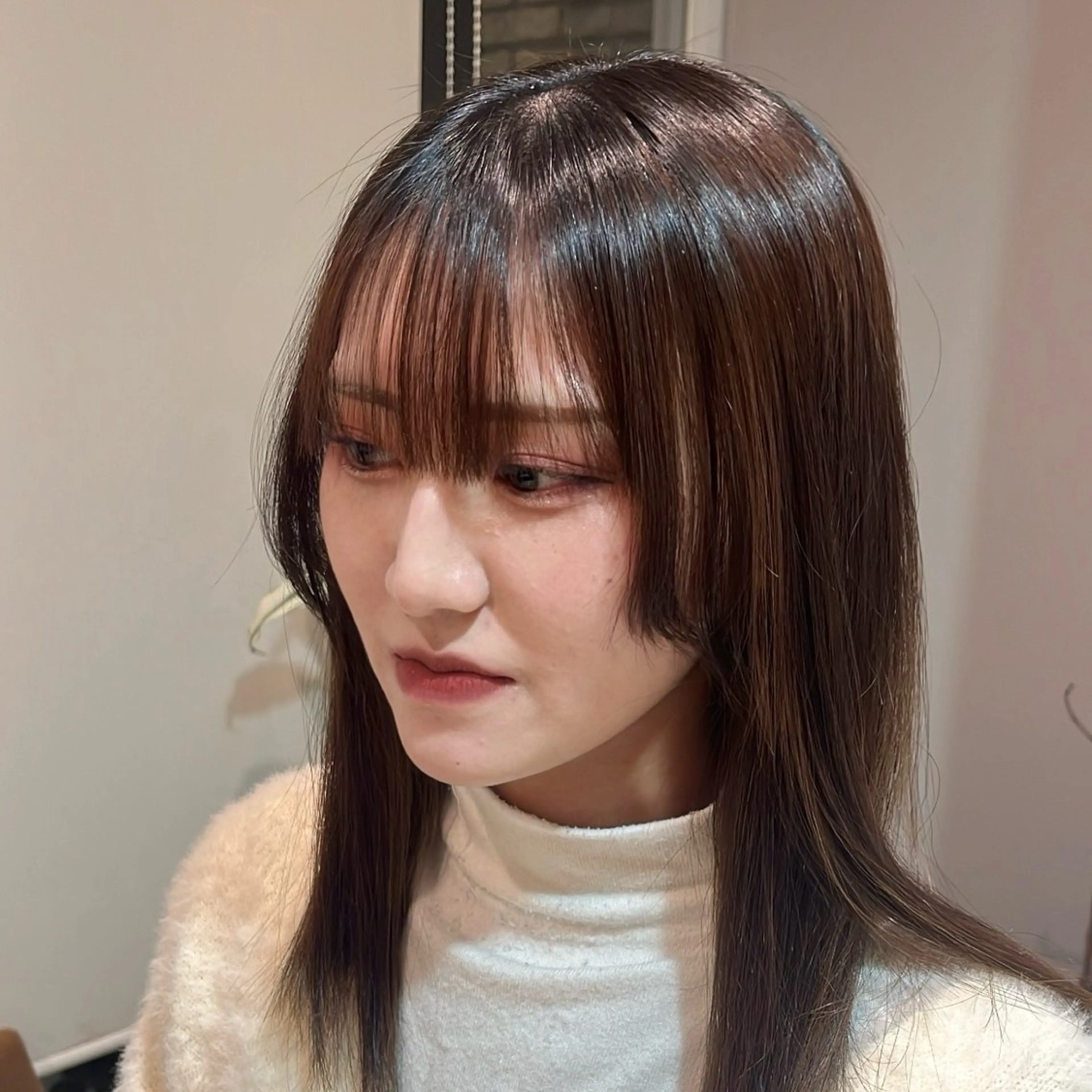 ミディアム 縮毛矯正 生活に馴染む デザイン/鏡ゆうかのヘアスタイル