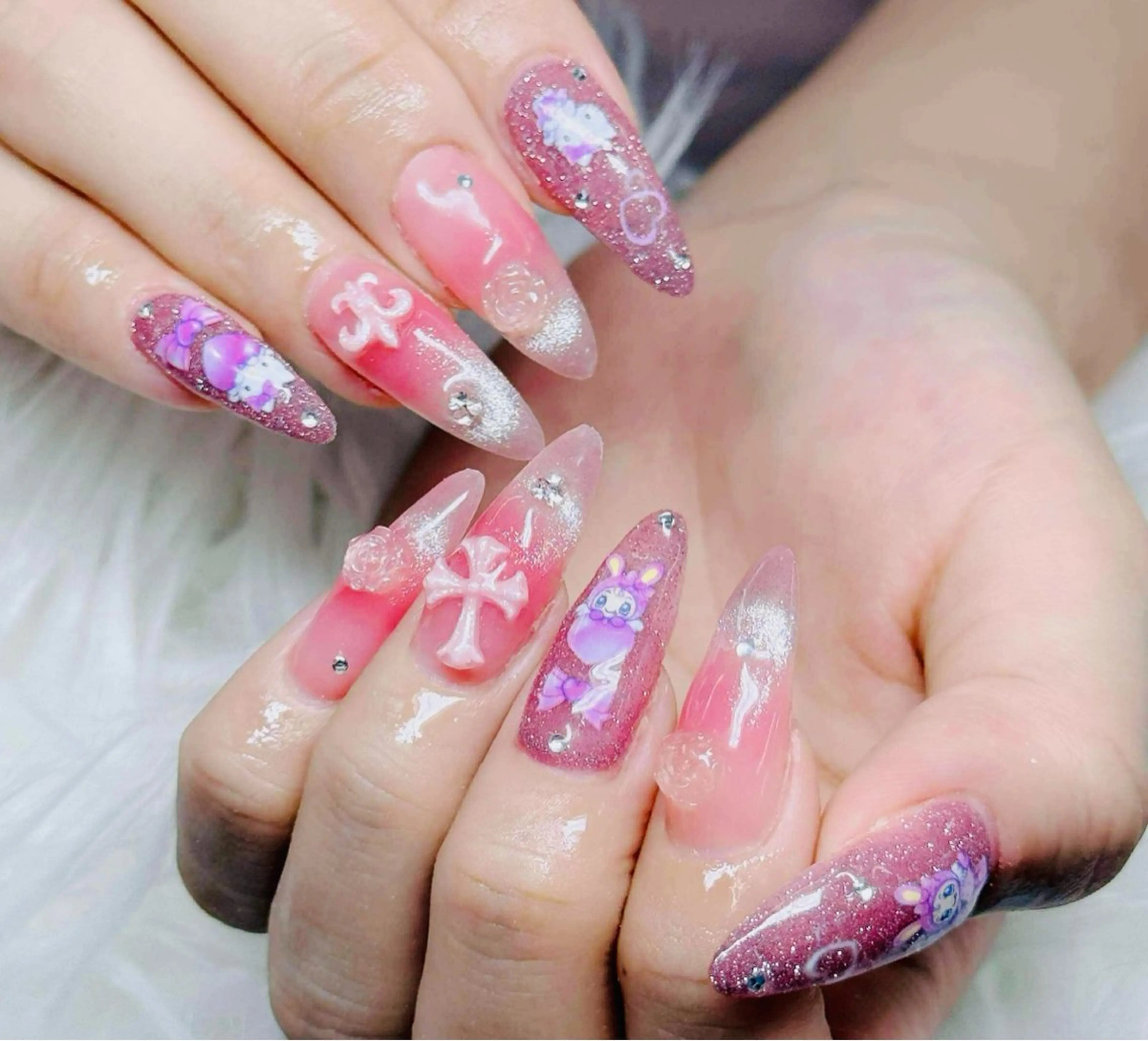 ネイル チークネイル 長さ出し フットネイル マグネットネイル 持ち込み ハンドネイル ANH NAIL ゴテゴテ専門店💎のネイルデザイン