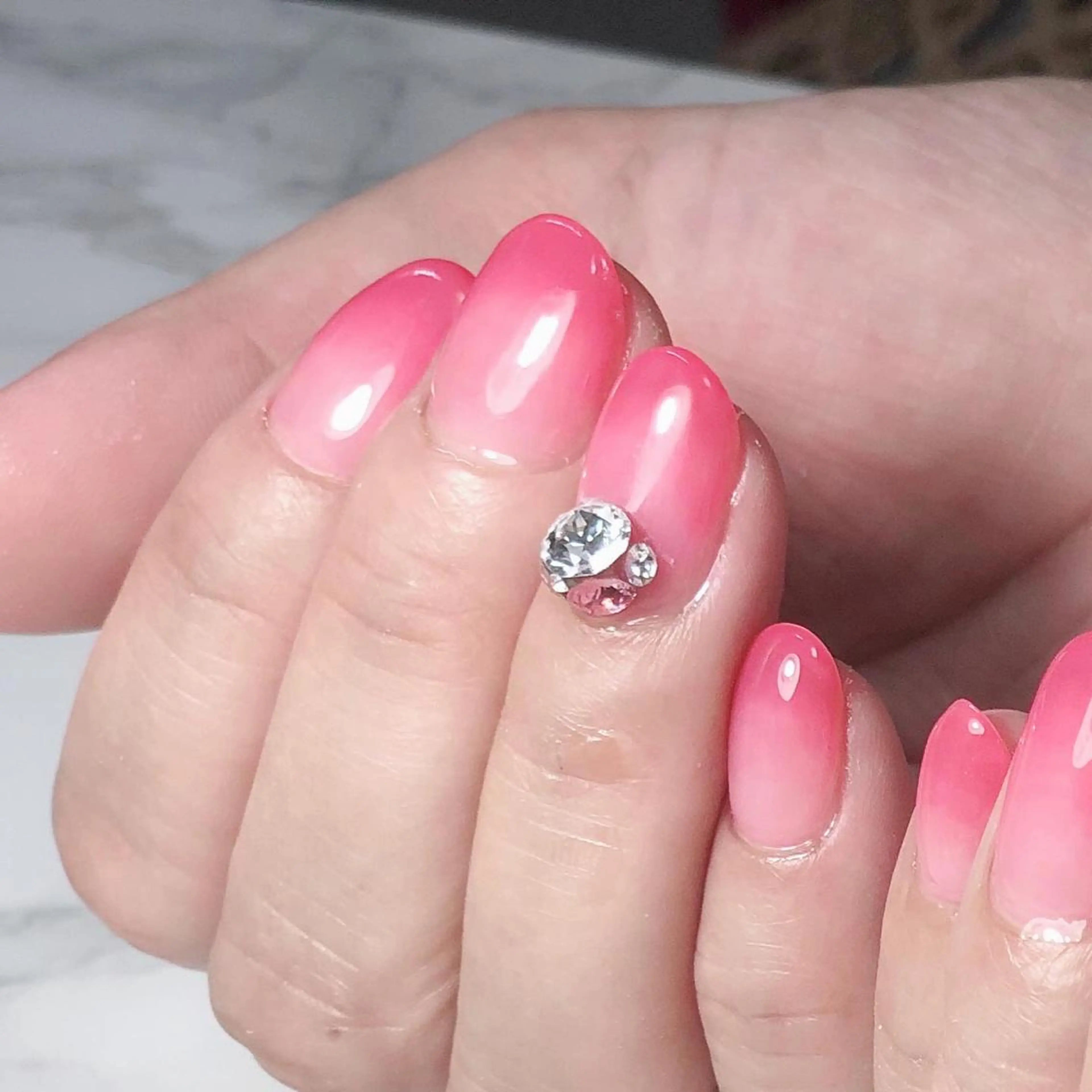 ネイル グラデーション ワンカラーネイル ピンク 辻野 和枝のネイルデザイン