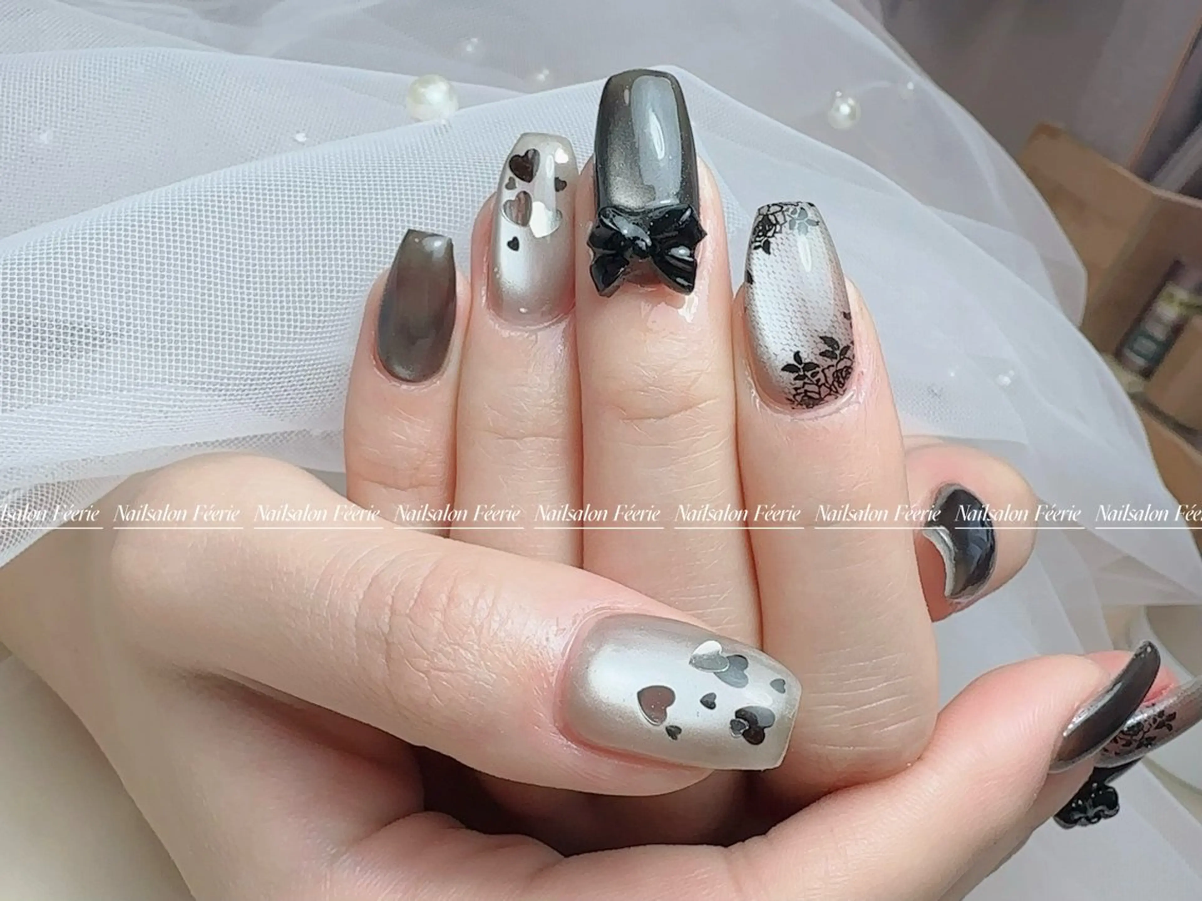 ネイル 成人式 長さ出し フットネイル フレンチネイル ジェルネイル ハンドネイル ハンドケア nail salon Feerieのネイルデザイン