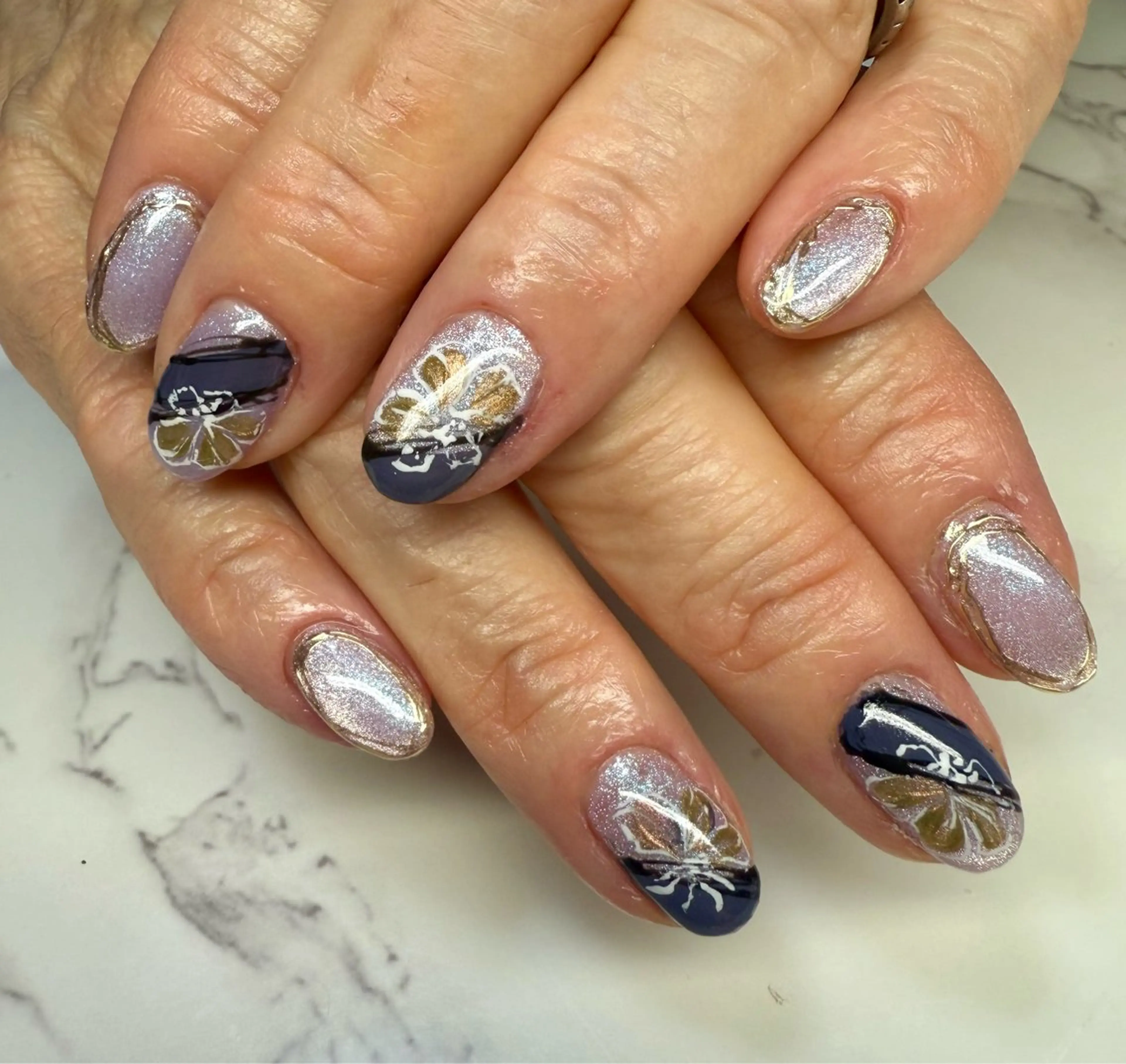 ネイル アートネイル チークネイル フレンチネイル キラキラネイル マグネットネイル M.N_ nailのネイルデザイン