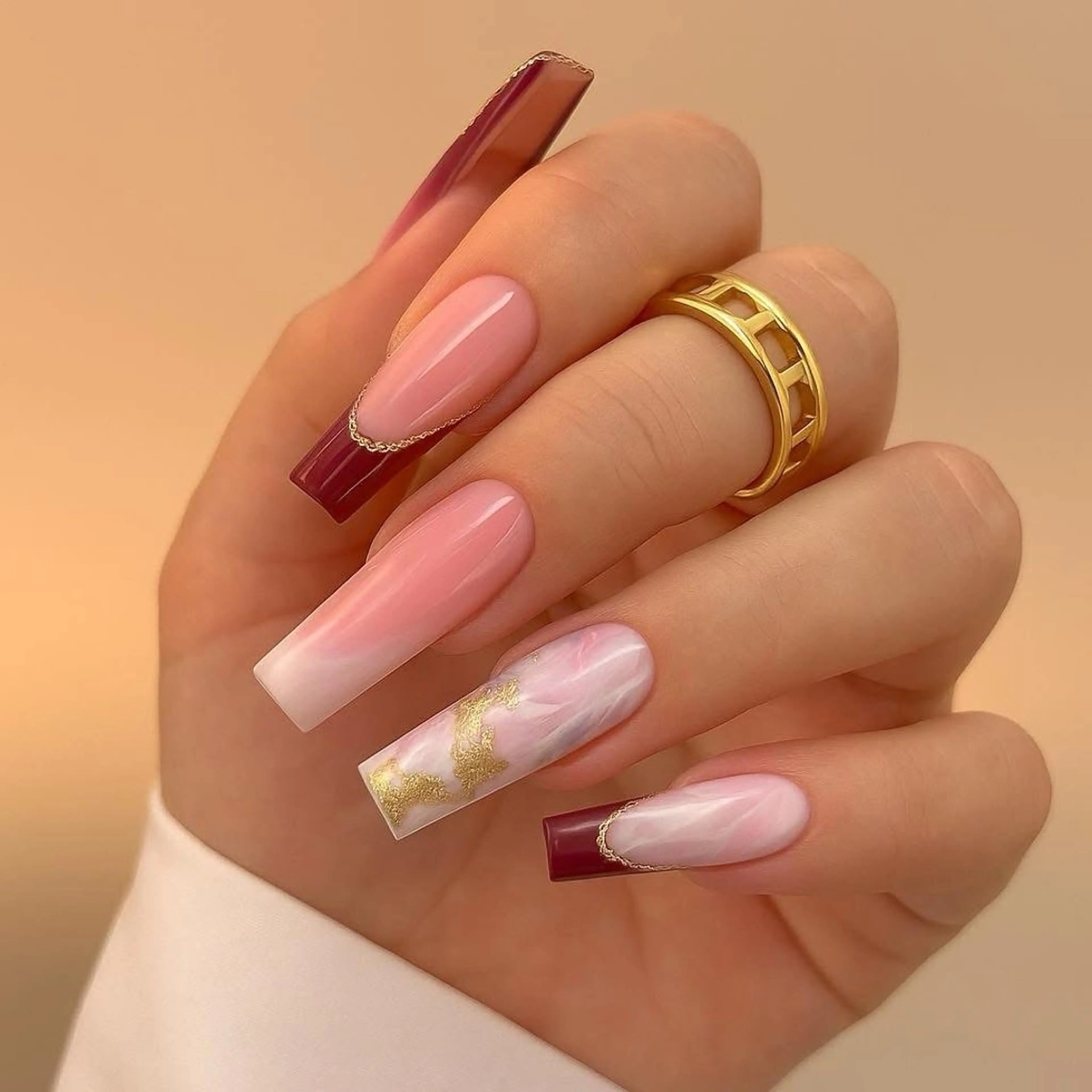 ネイル フレンチネイル ジェルネイル ガラスフレンチ ハロウィン ハート H.baby Nail Salonのネイルデザイン