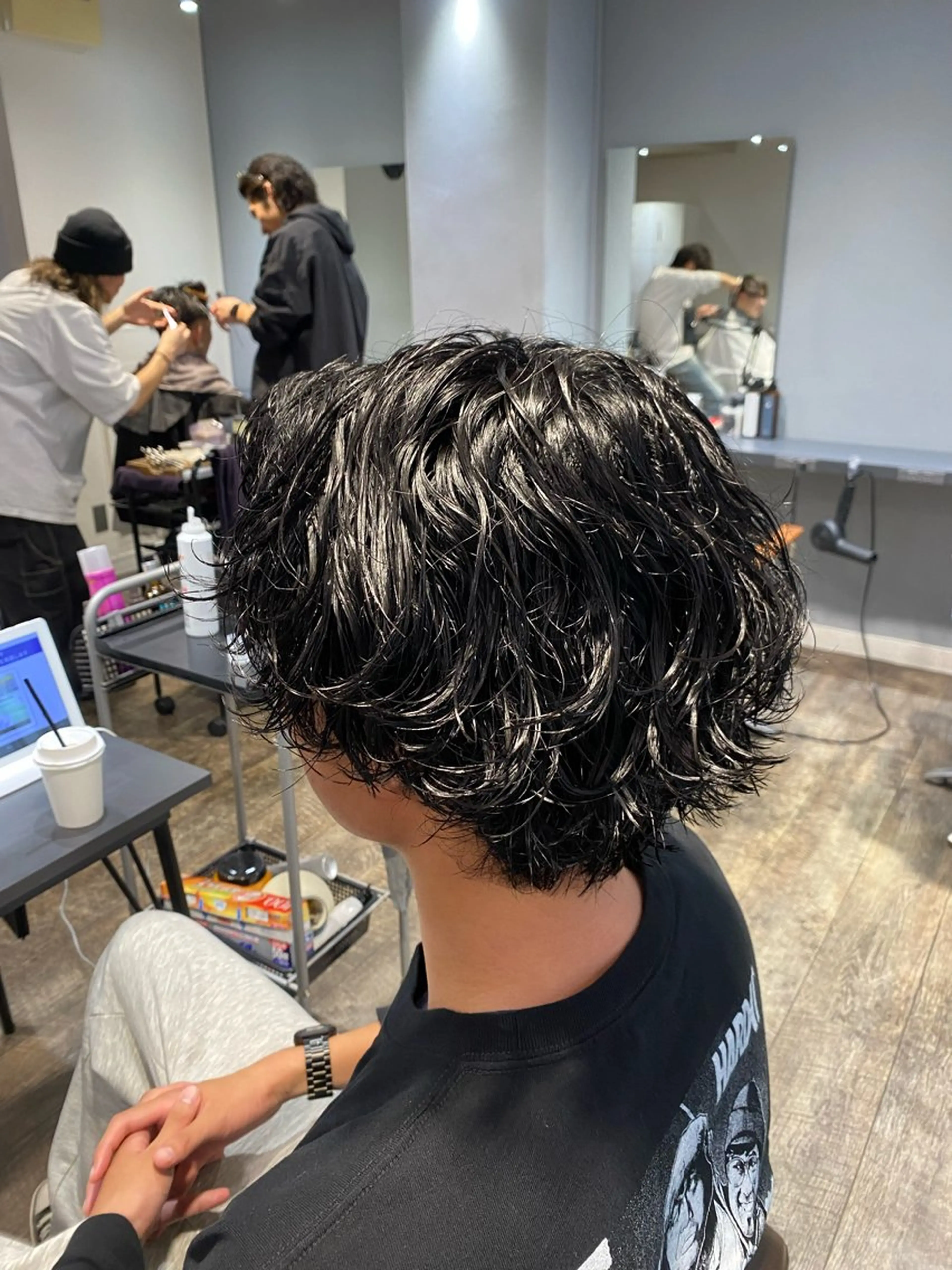 ミディアム パーマ メンズ カット パーマ 江﨑 翔のヘアスタイル