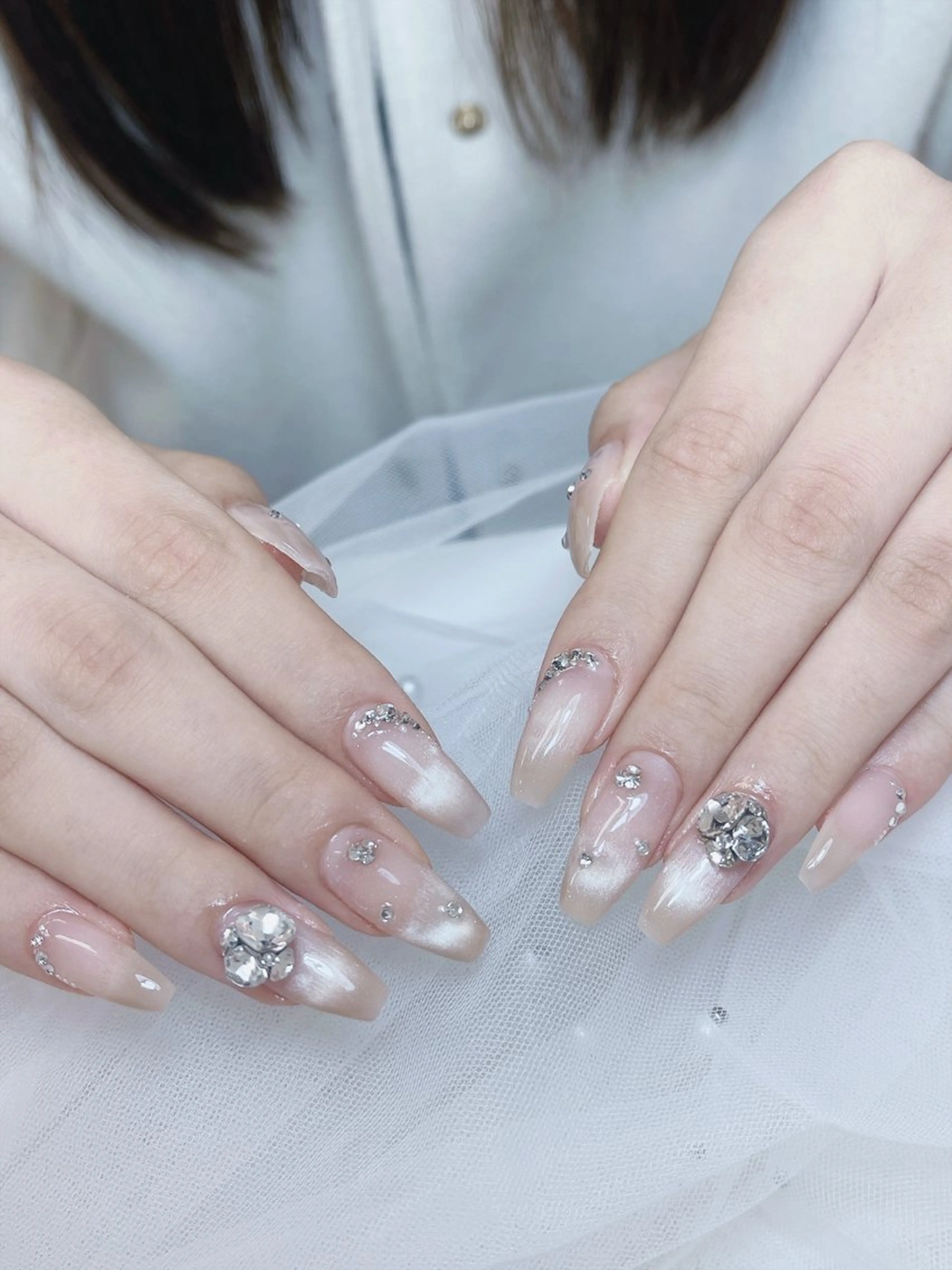 ネイル チークネイル フレンチネイル グラデーション キラキラネイル 韓国ネイル ハンドネイル DUO MI所属・DUO   MI nail salonのネイルデザイン