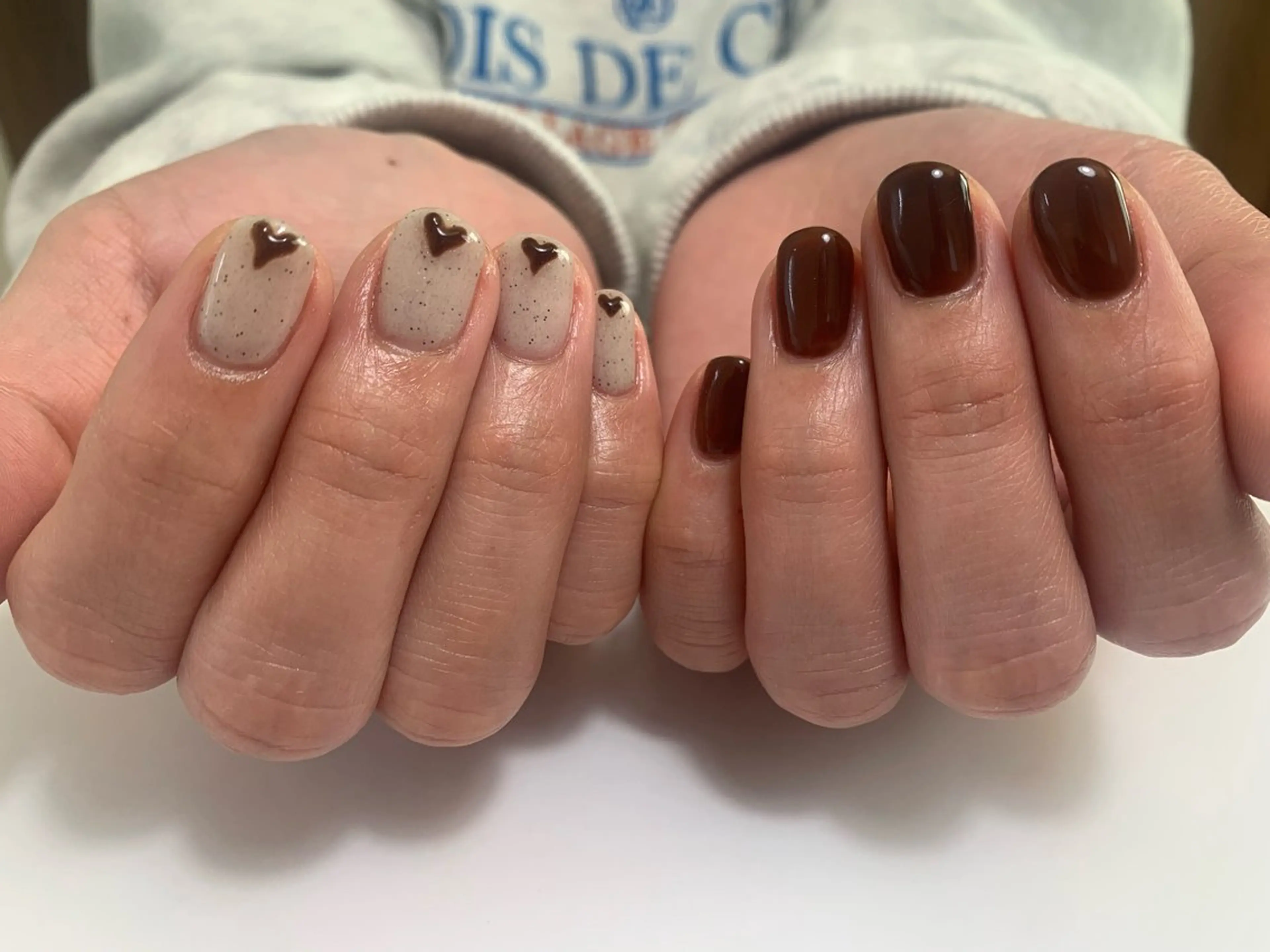 ネイル ブラウン クリアネイル ハート ぷっくりネイル is.nail 🌷sonokoのネイルデザイン