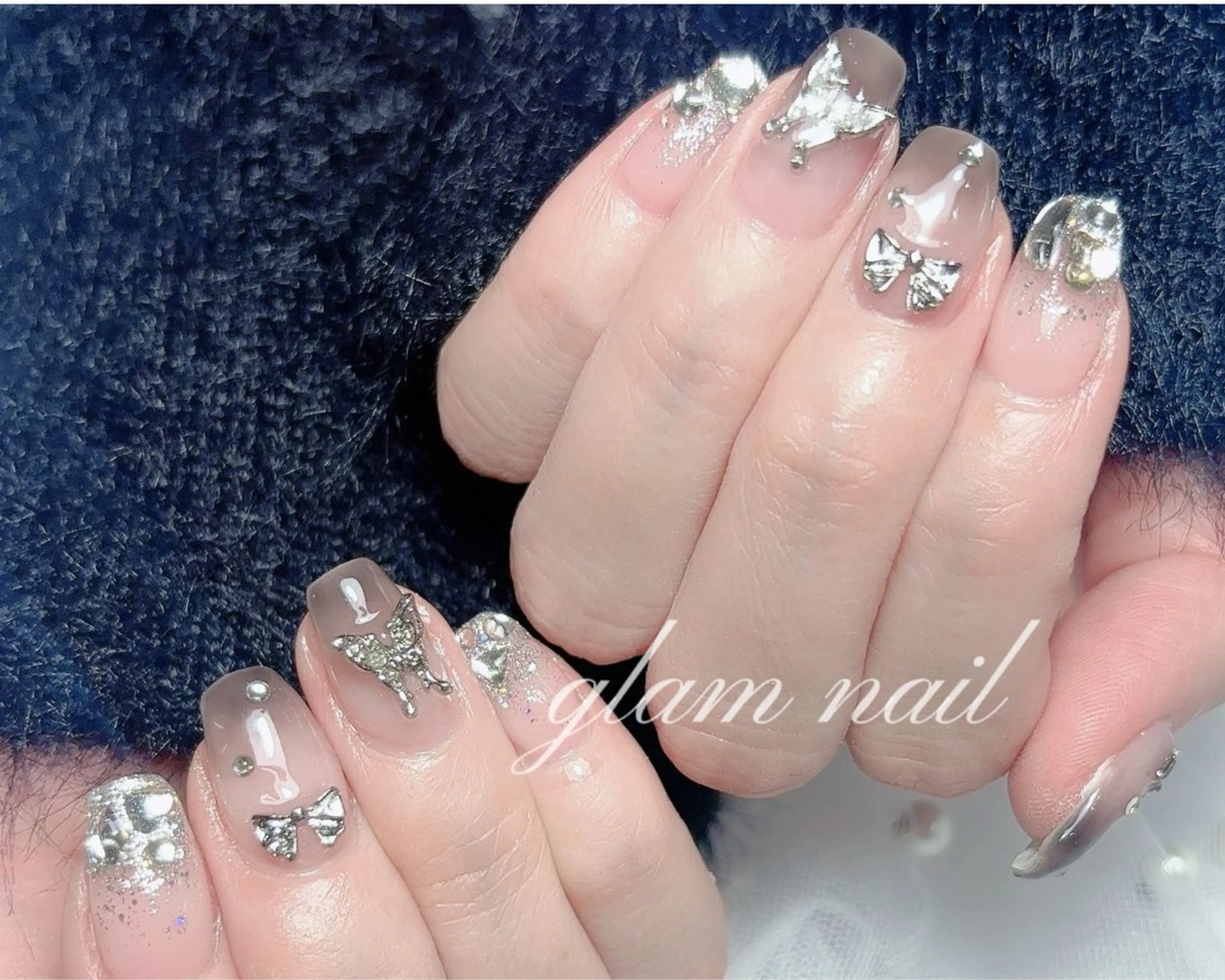 ネイル ハンドネイル エツメ💅 長さだし🎀デザインのネイルデザイン