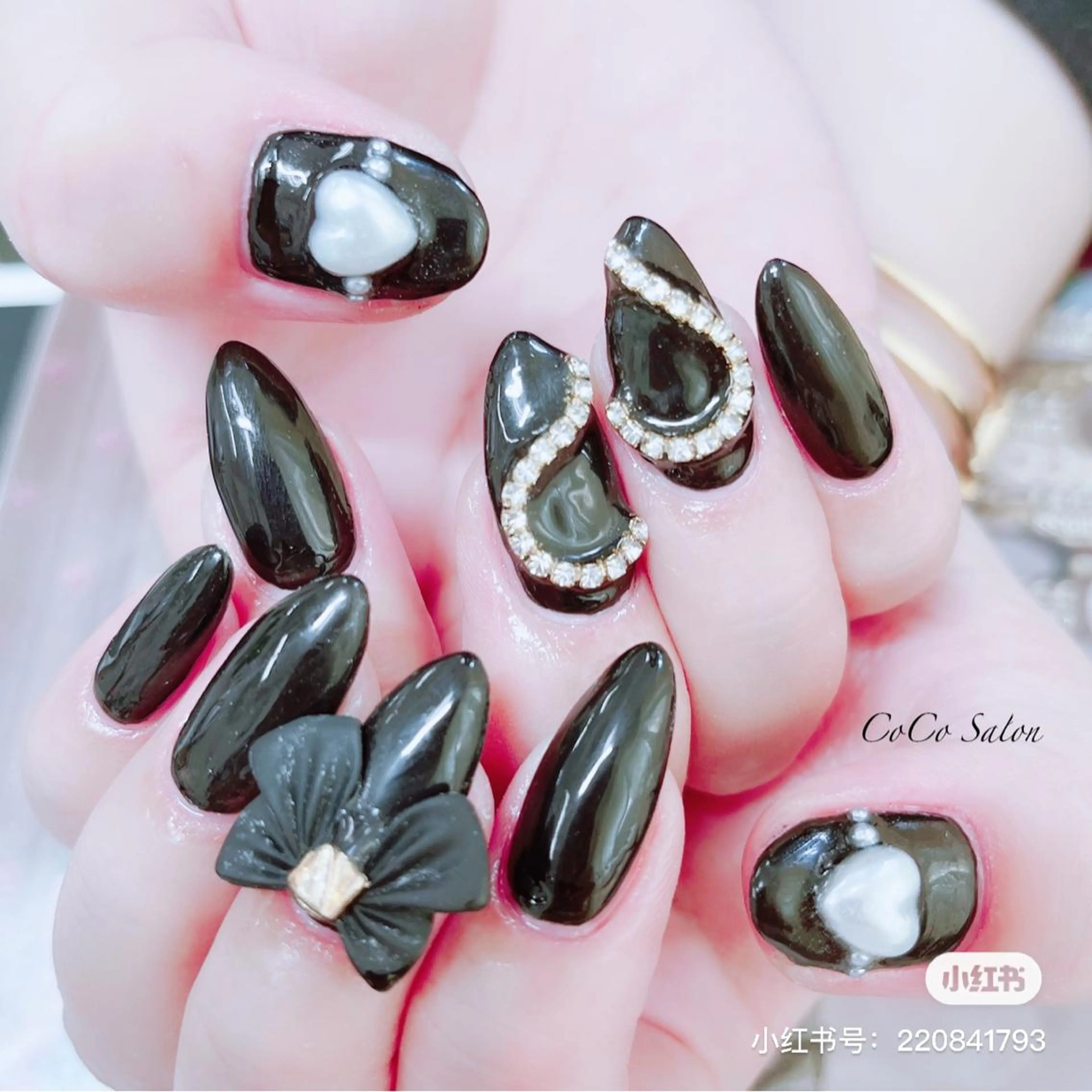 ネイル 長さ出し ジェルネイル ハート キラキラネイル オフィスネイル CoCoSalon ネイル/まつ毛予約のネイルデザイン