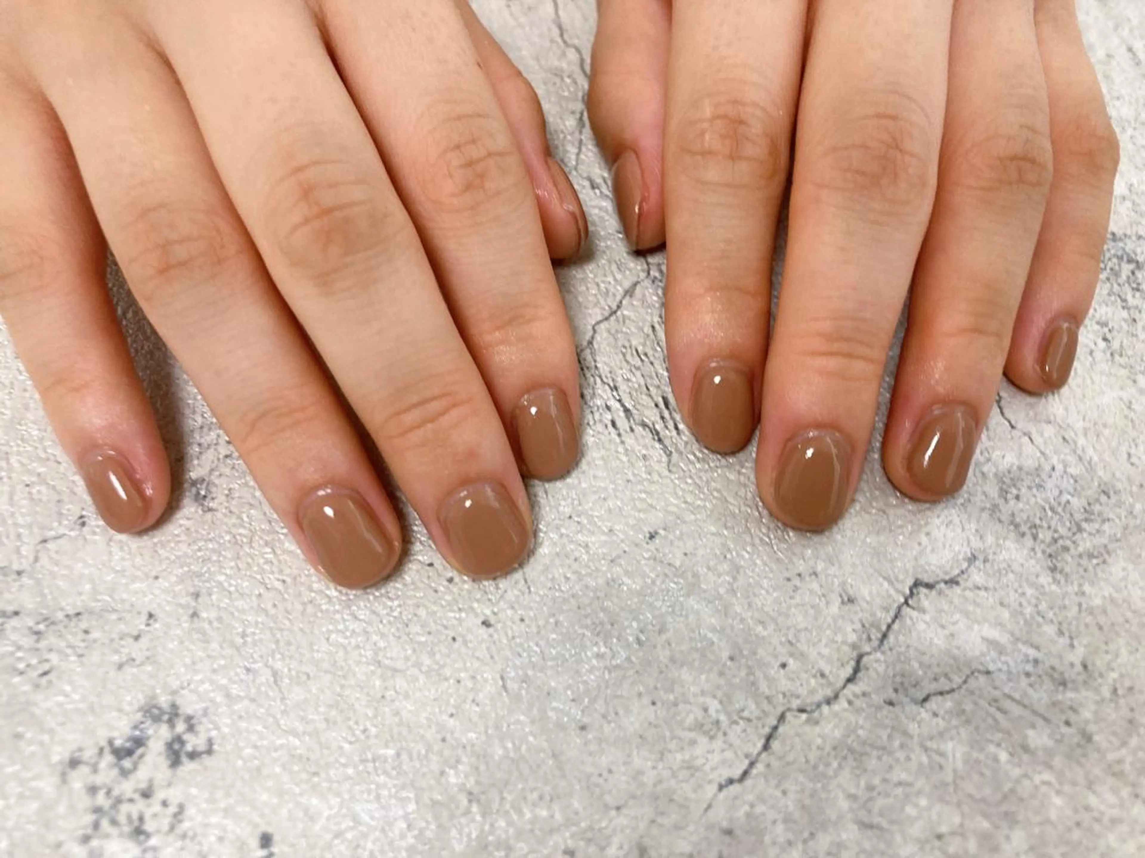 ネイル ブラウン ワンカラーネイル ハンドネイル Mogu nail 二子玉川のネイルデザイン