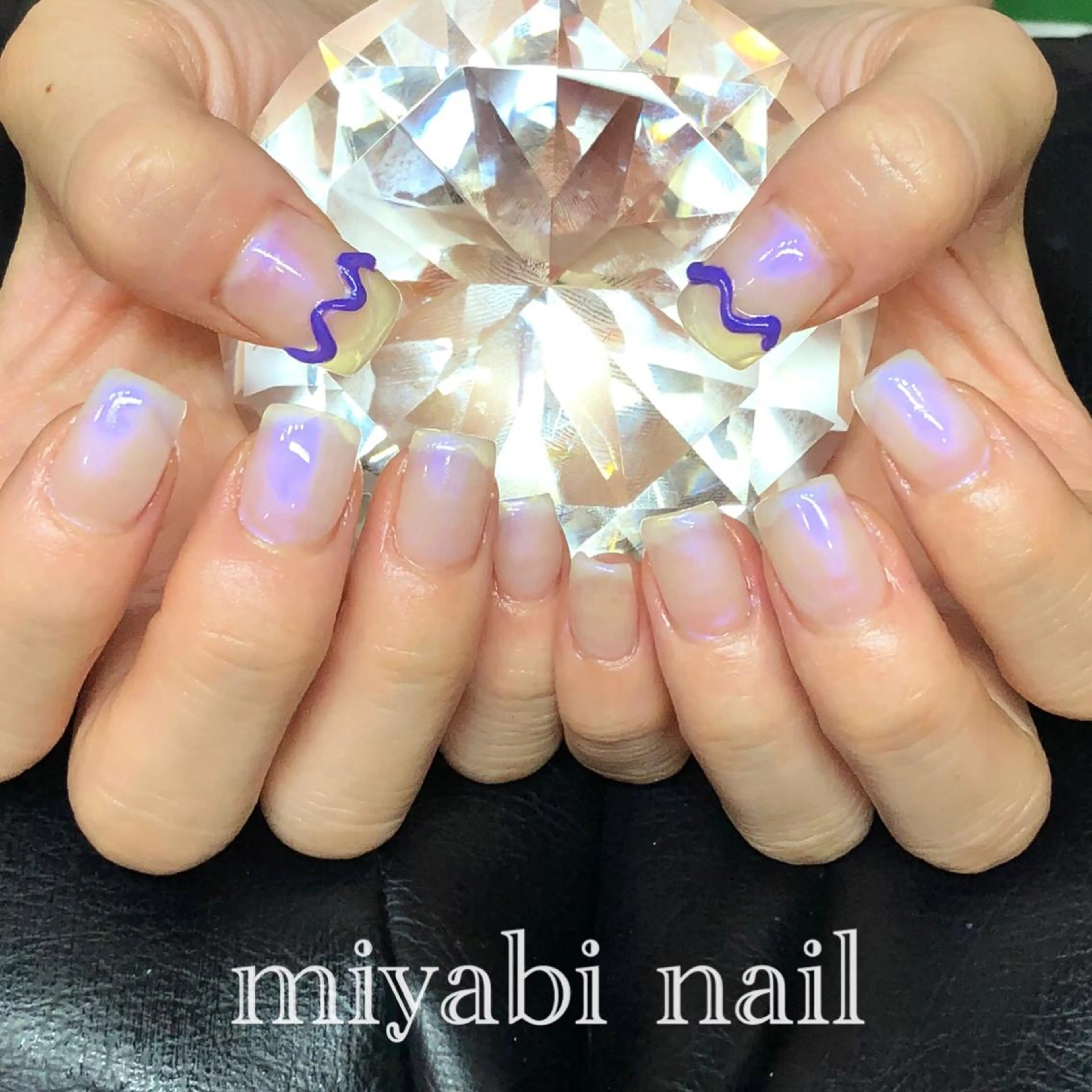 ネイル アートネイル オーロラネイル 持ち込み ワンカラーネイル スクエアネイル ハンドネイル miyabi nail 桂川駅近くのネイルデザイン