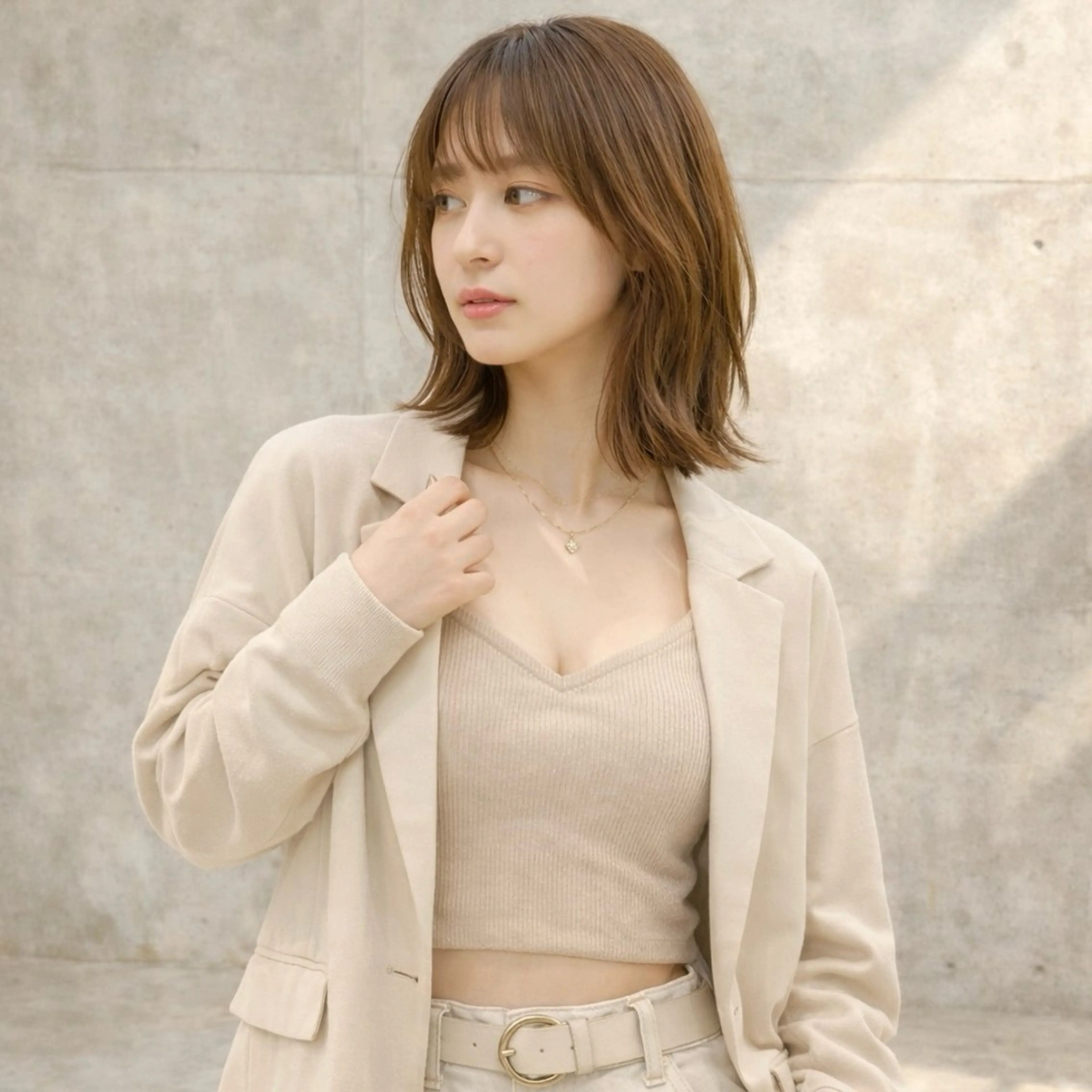 ミディアム カラー カット ヘアカラー トリートメント 一ノ瀬 暁のヘアスタイル