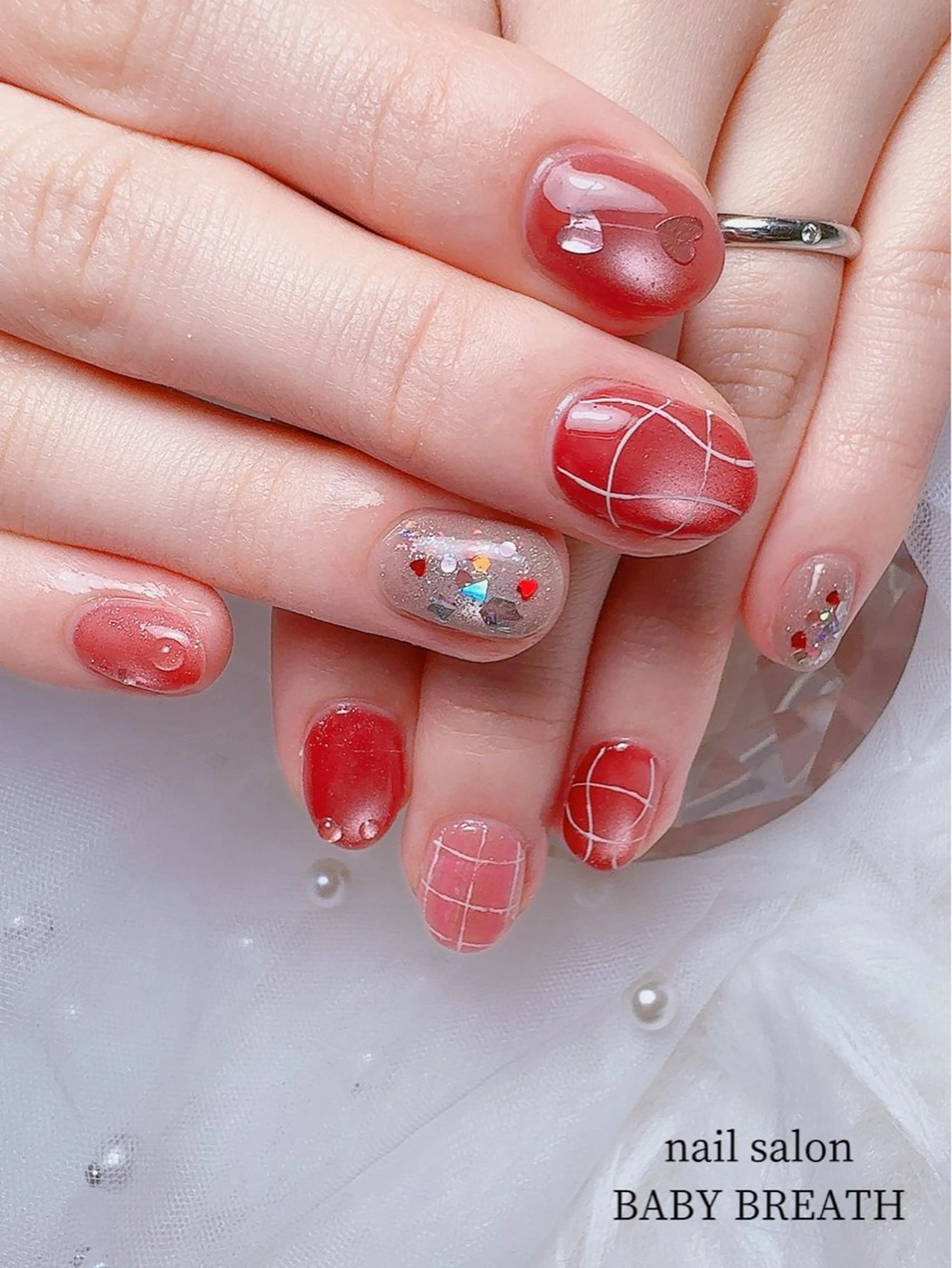 ネイル アートネイル フラッシュネイル フットネイル グラデーション ラメ(グリッター) ハンドネイル BABY  BREATH所属・y natsumiのネイルデザイン