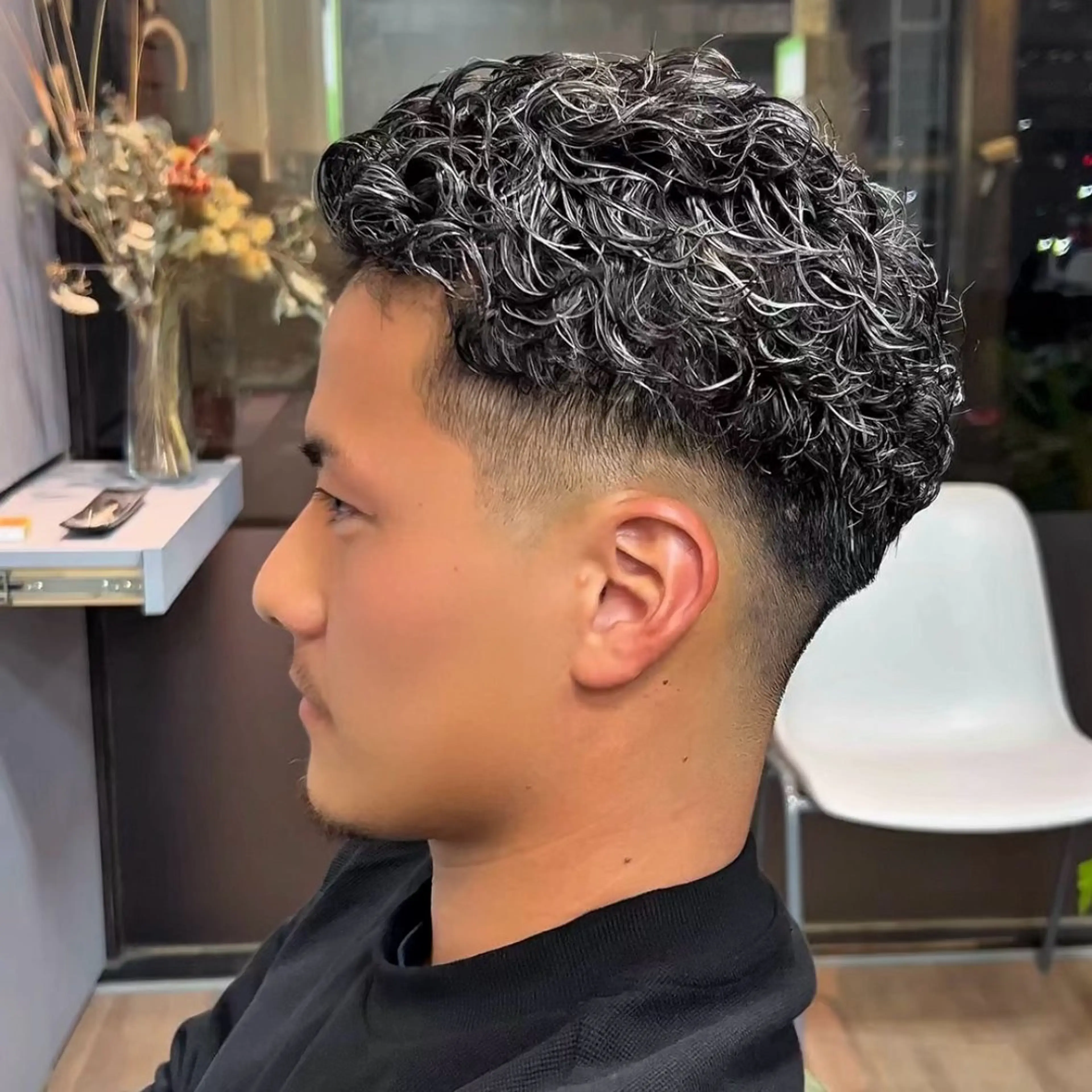 ショート カラー パーマ メンズ オールバック メンズメッシュ メンズパーマ メッシュ カット ヘアカラー パーマ yori所属・メンズパーマ/メンズ カット/たばたよしきのヘアスタイル