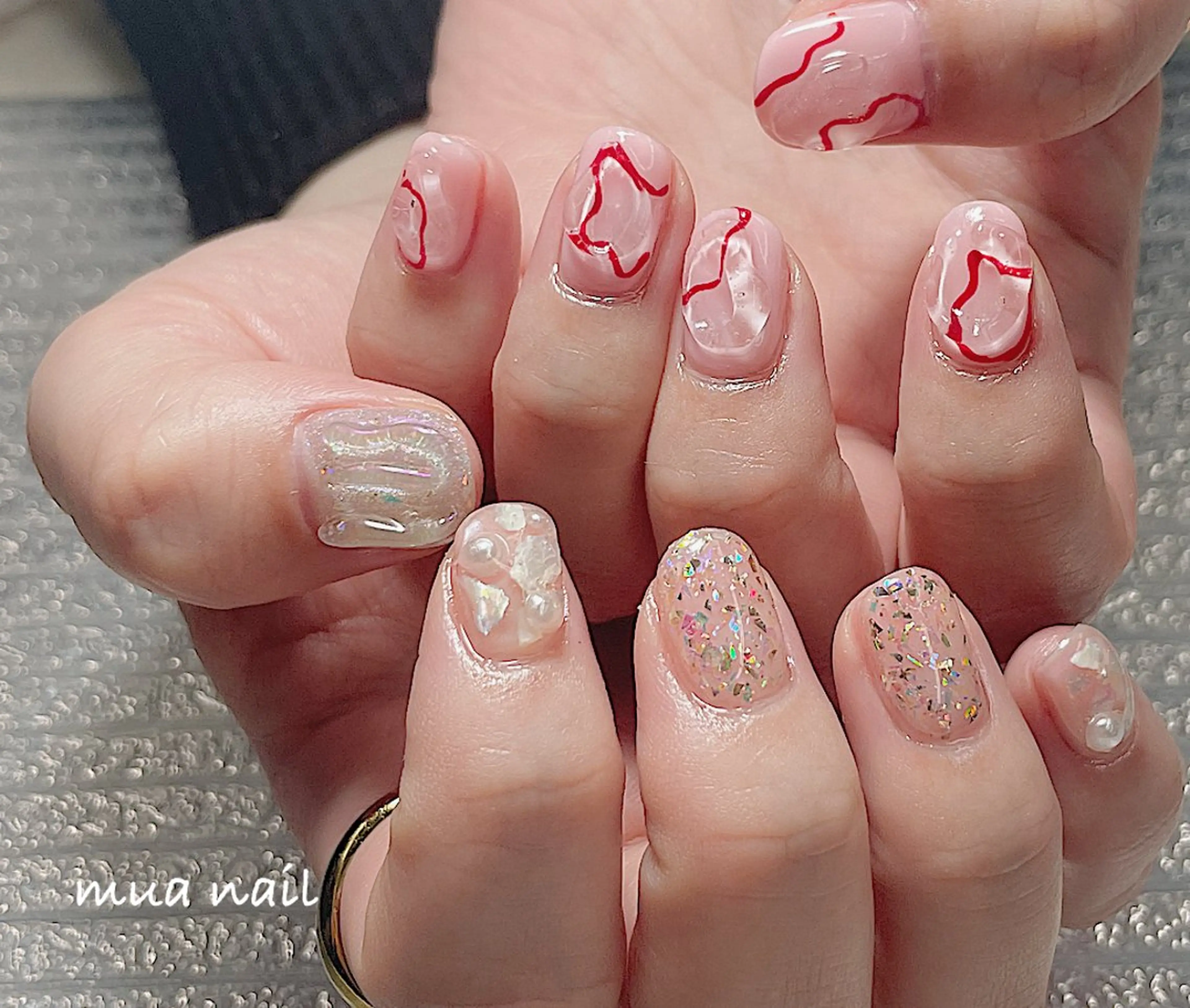 ネイル キラキラネイル ぷっくりネイル 夏ネイル ハンドネイル mua nail mikiのネイルデザイン