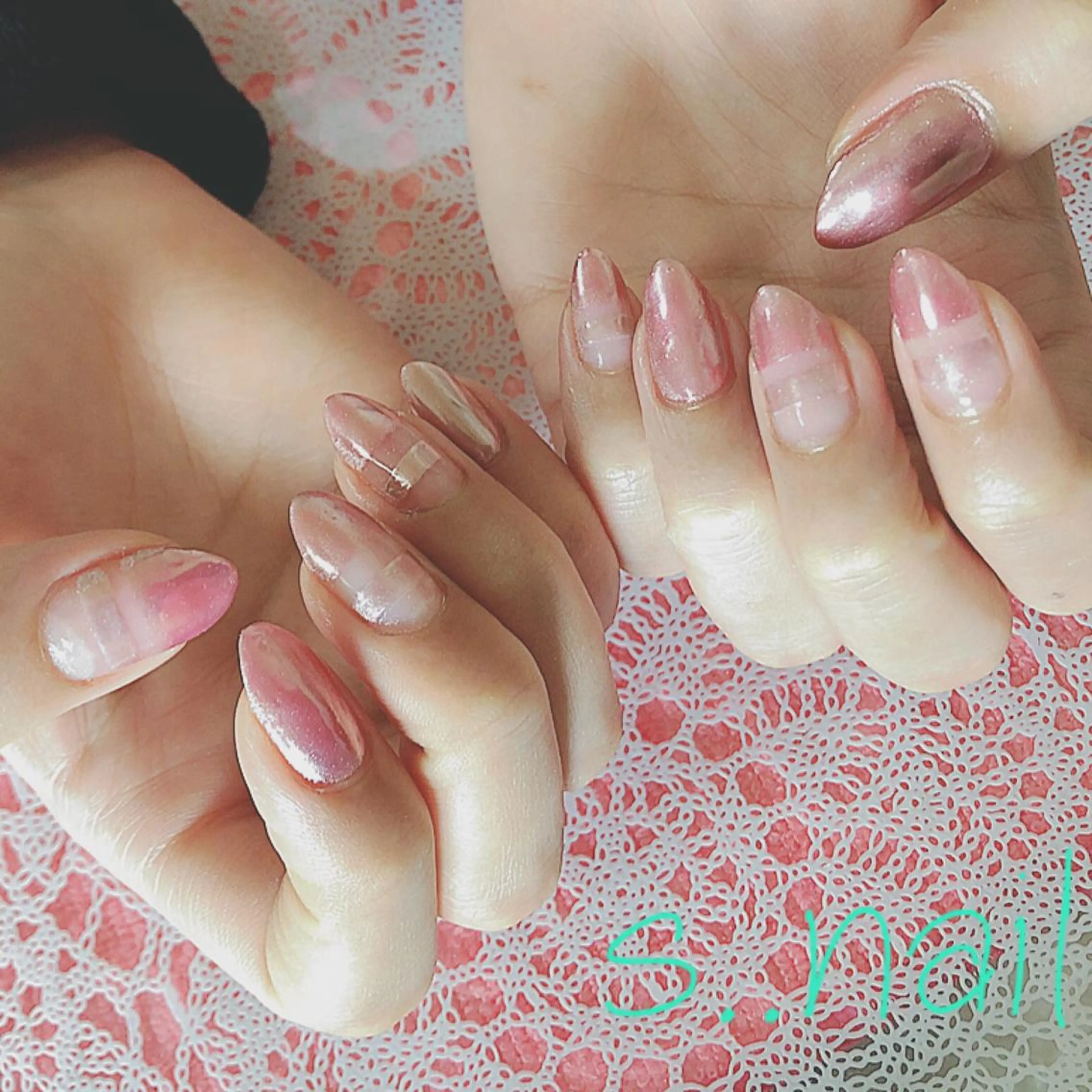 ネイル ミラーネイル ピンク シンプルネイル ハンドネイル フットネイル s..nail / MORITAのネイルデザイン