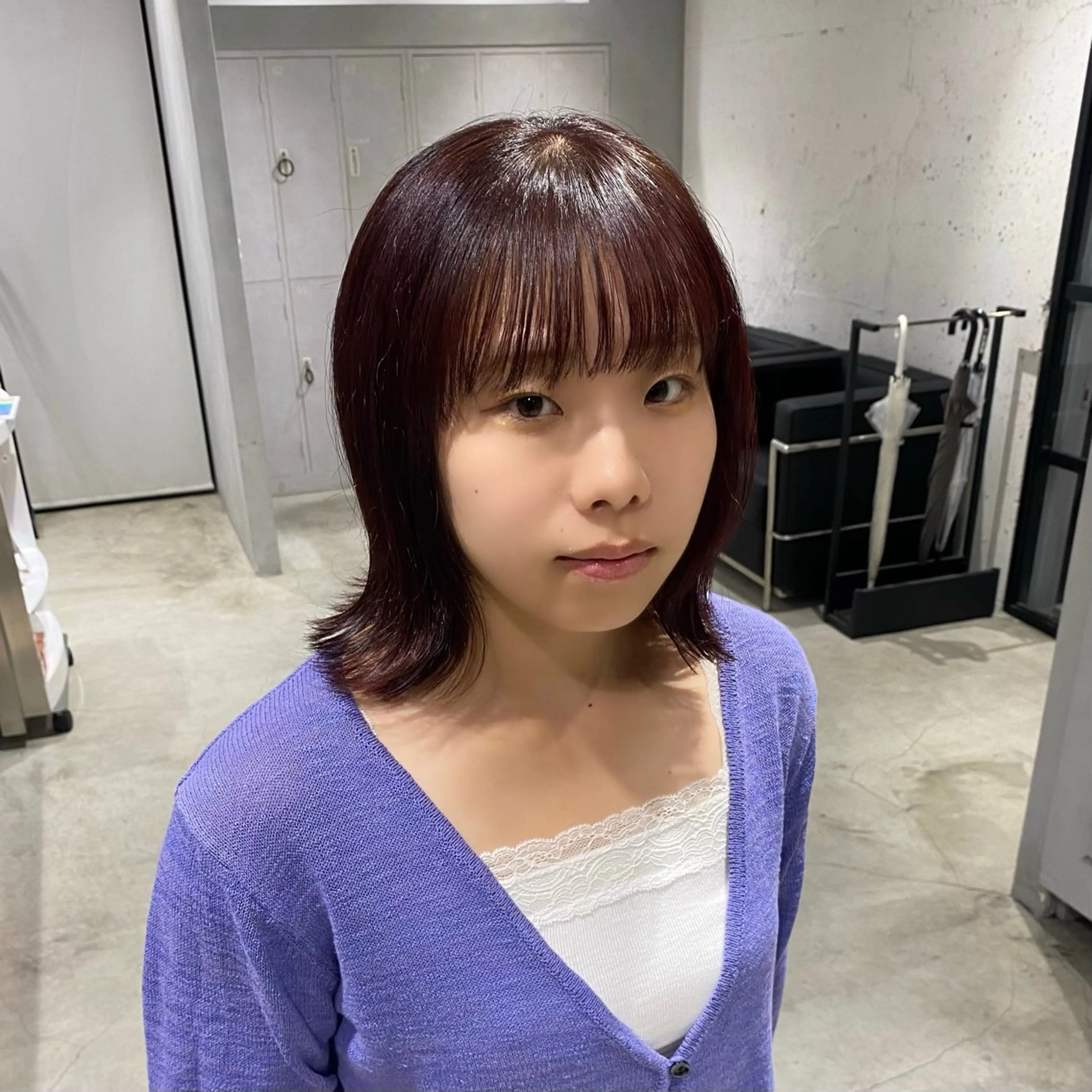 ミディアム カラー ブラウンカラー ラベンダーカラー ラベンダーブラウン ヘアカラー はなか こうすけのヘアスタイル