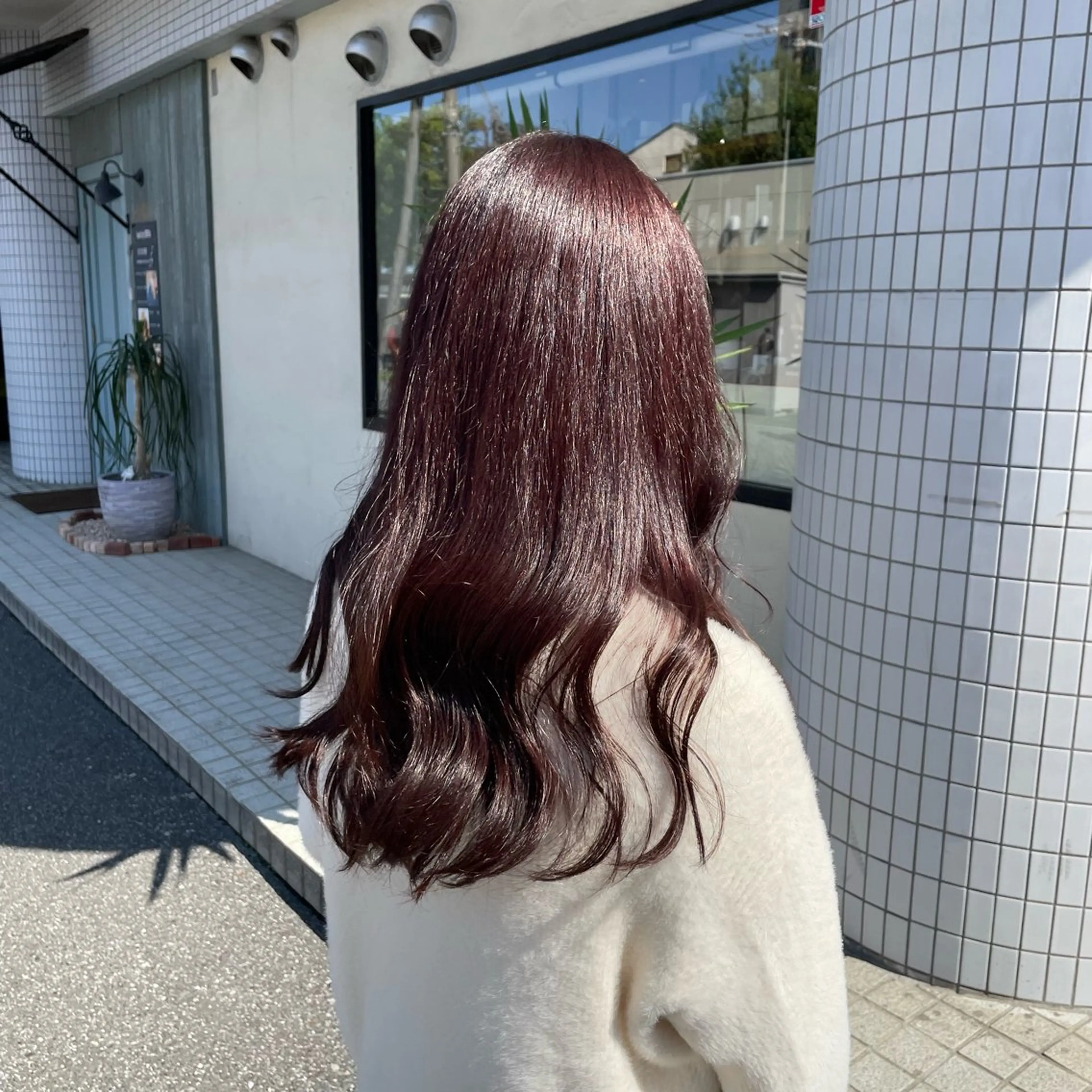 ロング ピンクブラウン ヘアカラー トリートメント さかきばら すみえのヘアスタイル