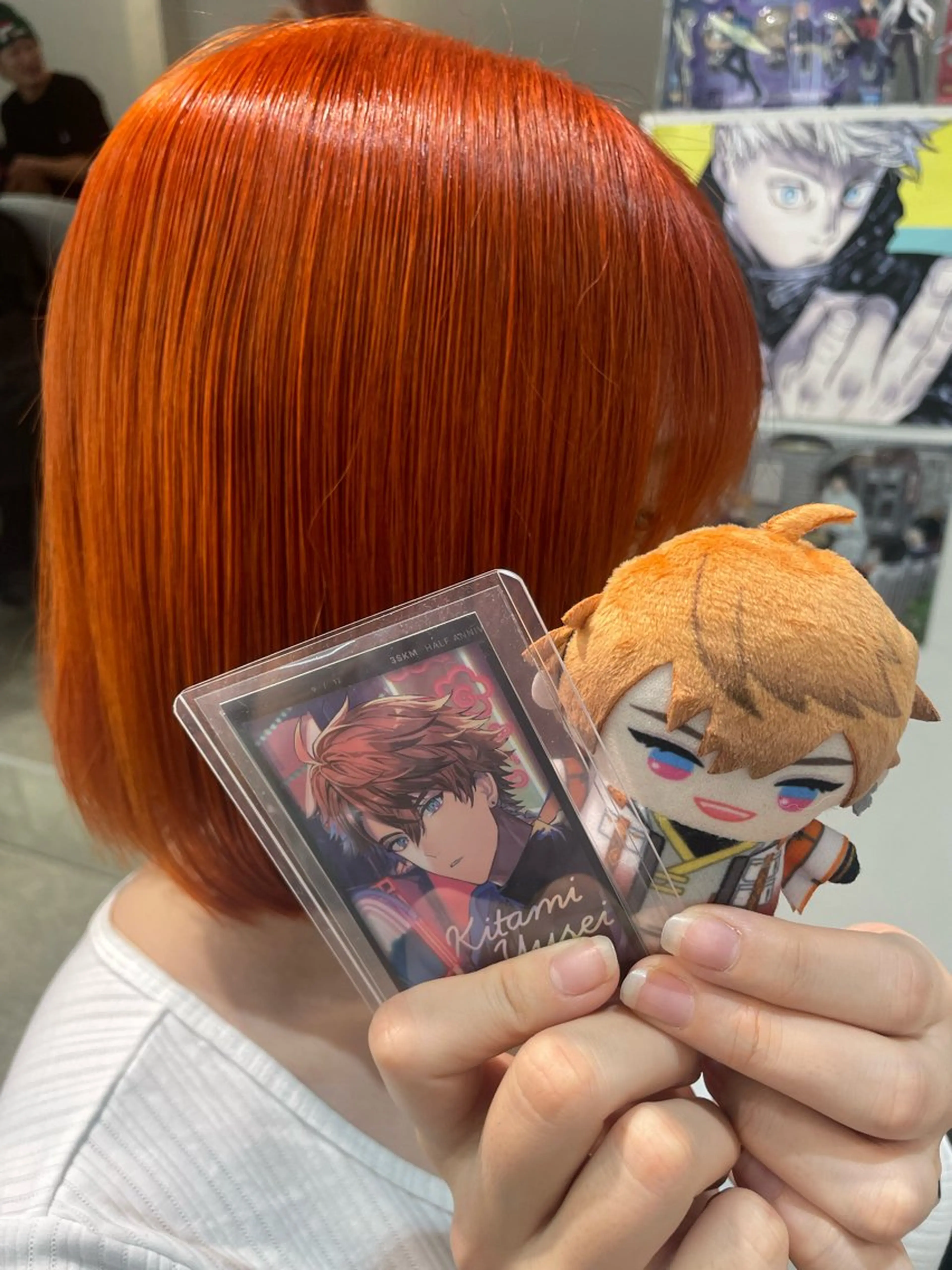 ミディアム カラー ブリーチ ケアブリーチ オレンジ ヘアカラー トリートメント インナーカラー/推し ウルフ/アニメカラーのヘアスタイル