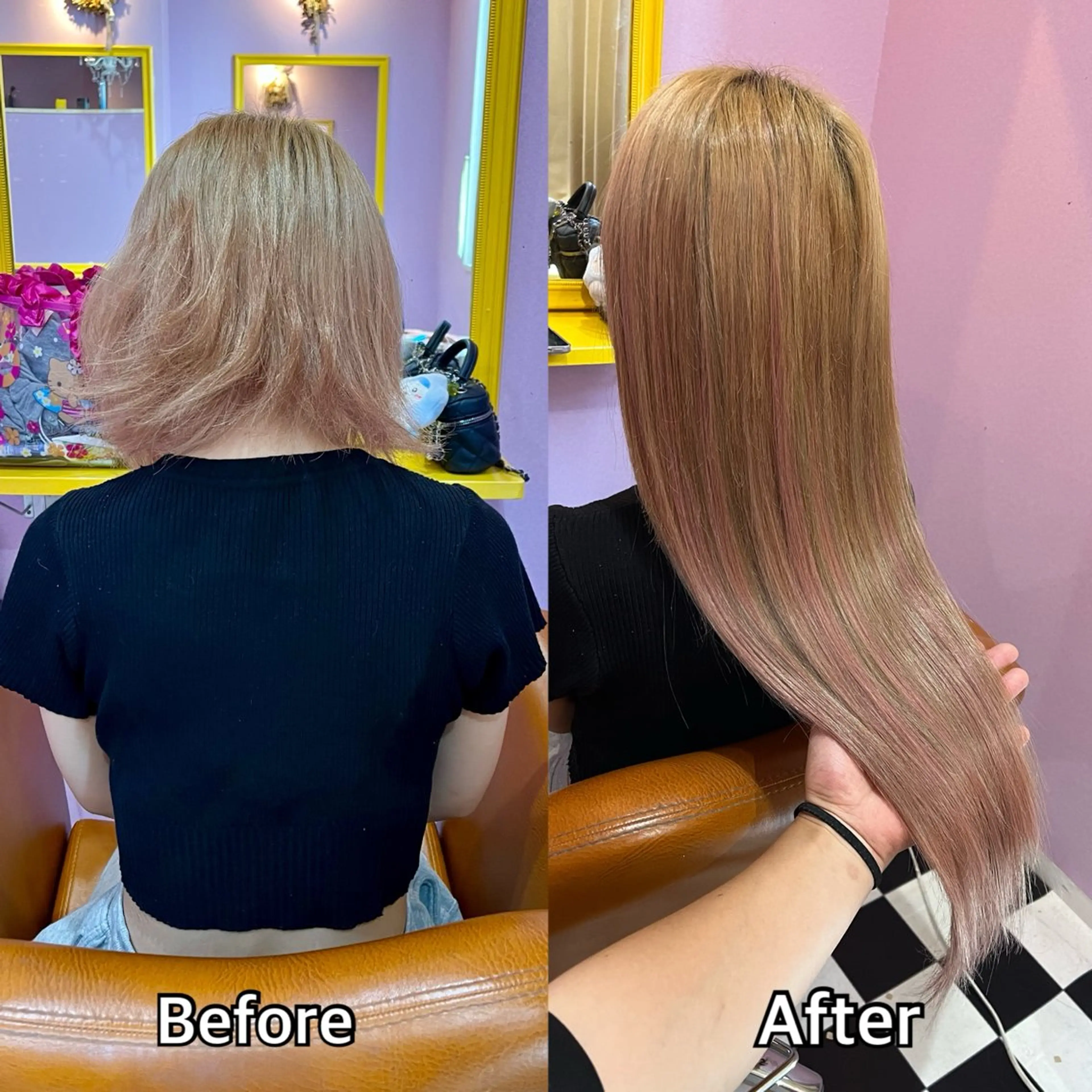 ロング エクステ シール+ちび編み込み エクステ梅田🐨のヘアスタイル