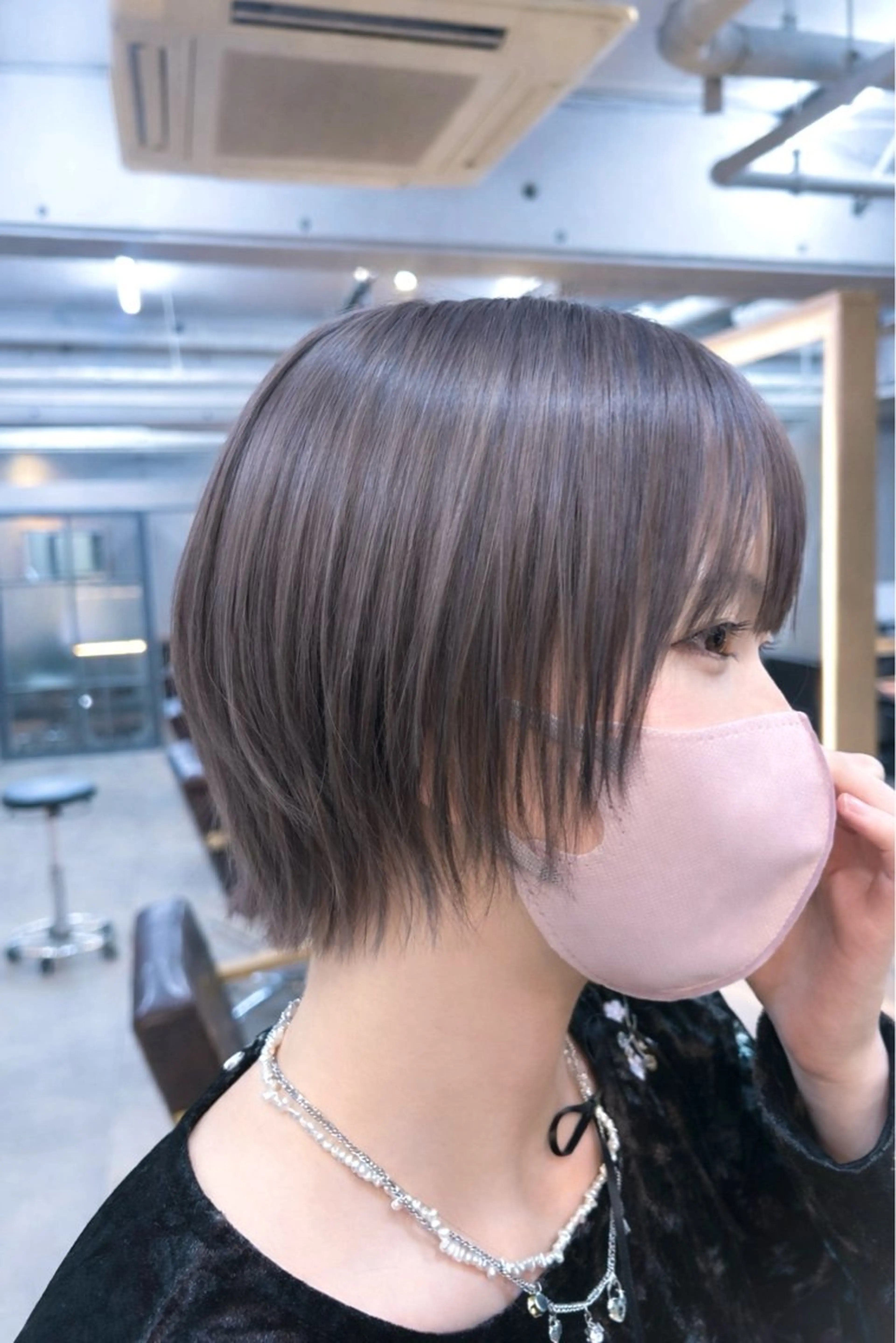 ショート カラー ブリーチ グレージュ ラベンダーカラー ラベンダーグレージュ ラベンダーグレー ヘアカラー ハイトーン透明感/レ イヤー/ririkaのヘアスタイル