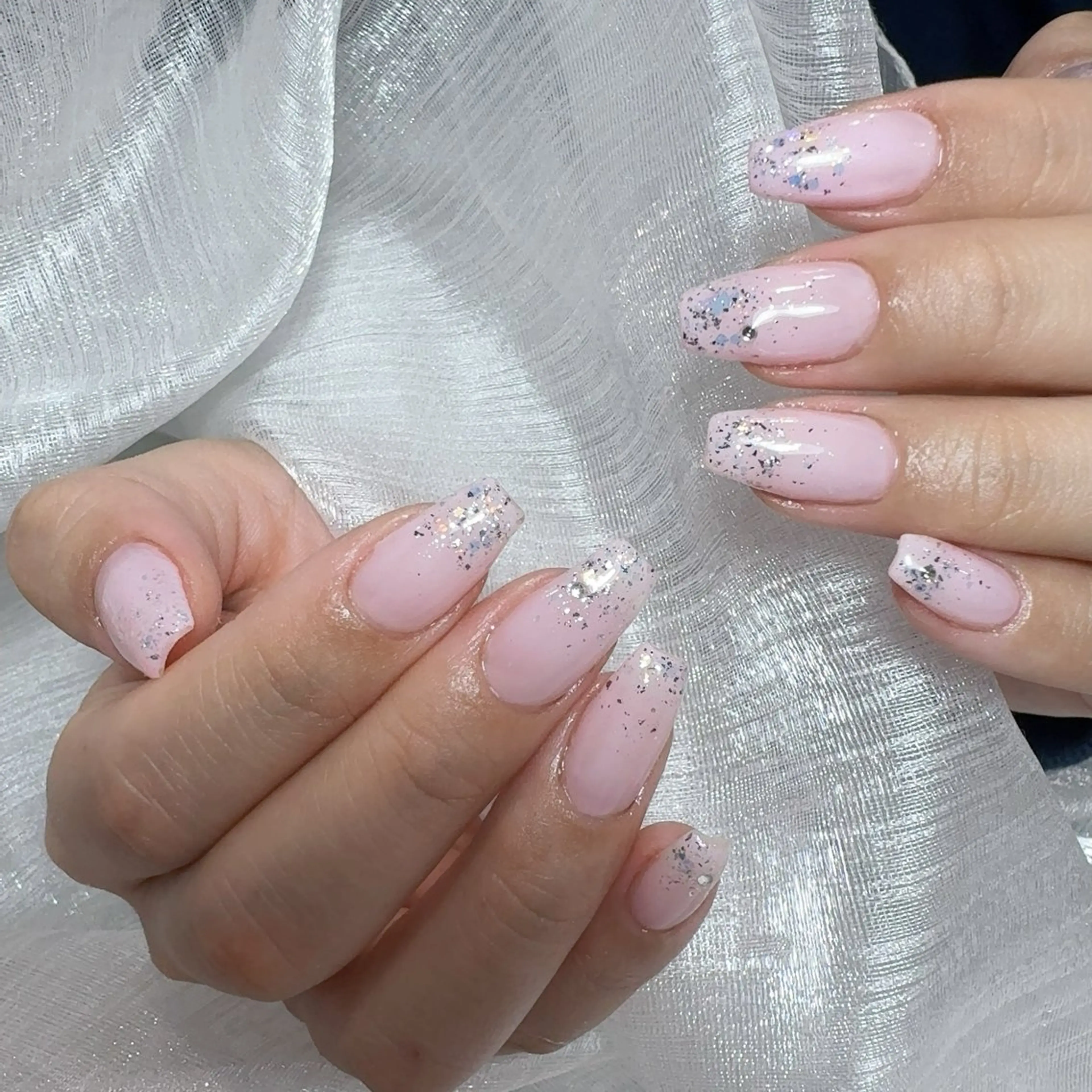 ネイル アートネイル フラッシュネイル フレンチネイル ジェルネイル ガラスフレンチ You&Me Yukiのネイルデザイン