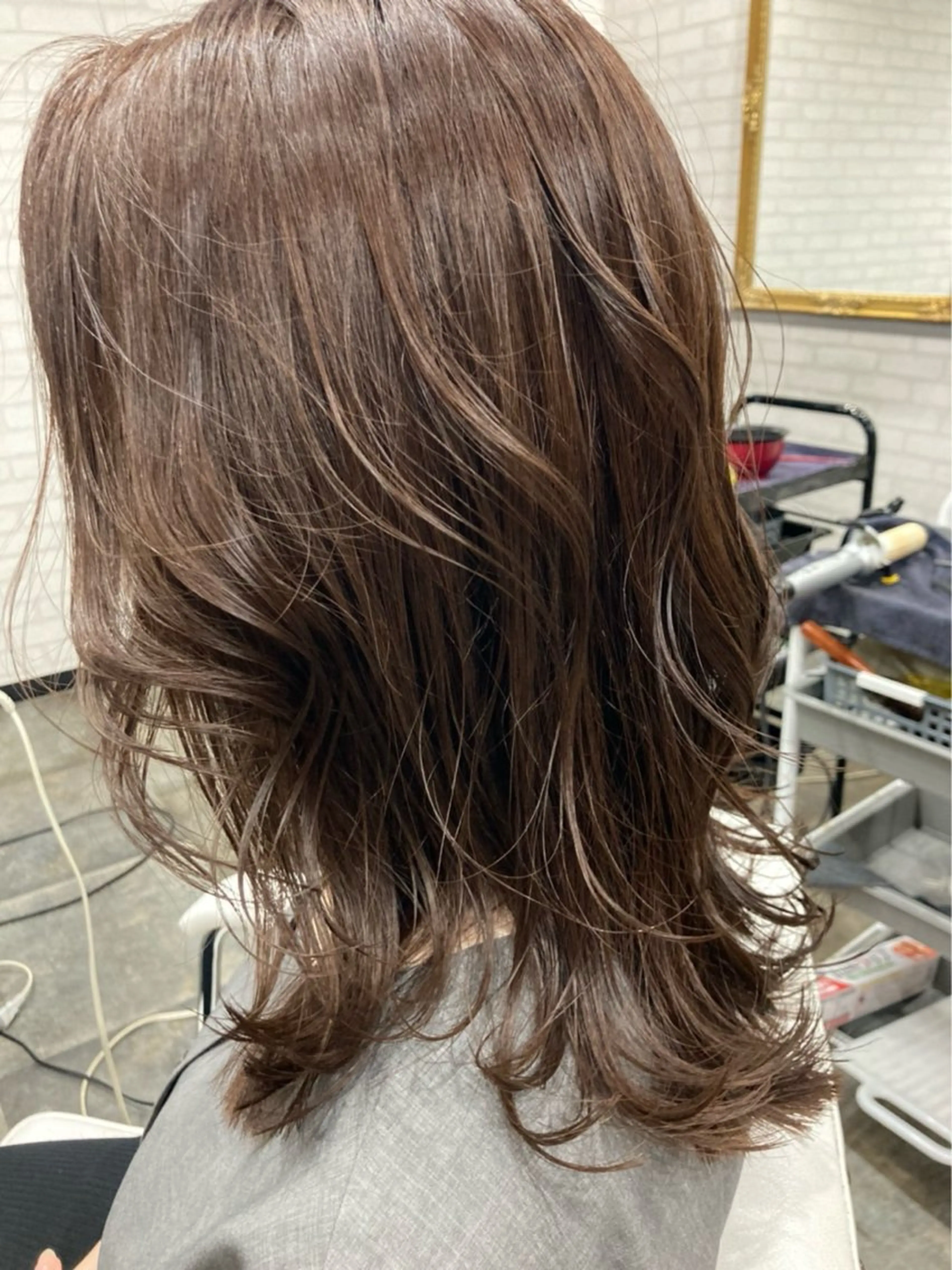 ミディアム ボブレイヤー ミディアムパーマ ミストバング ボブ ハイライト The Apartment of Solon Citta 船橋609所属・髪質改善/縮毛矯正/ 美髪/個室/ハラのヘアスタイル