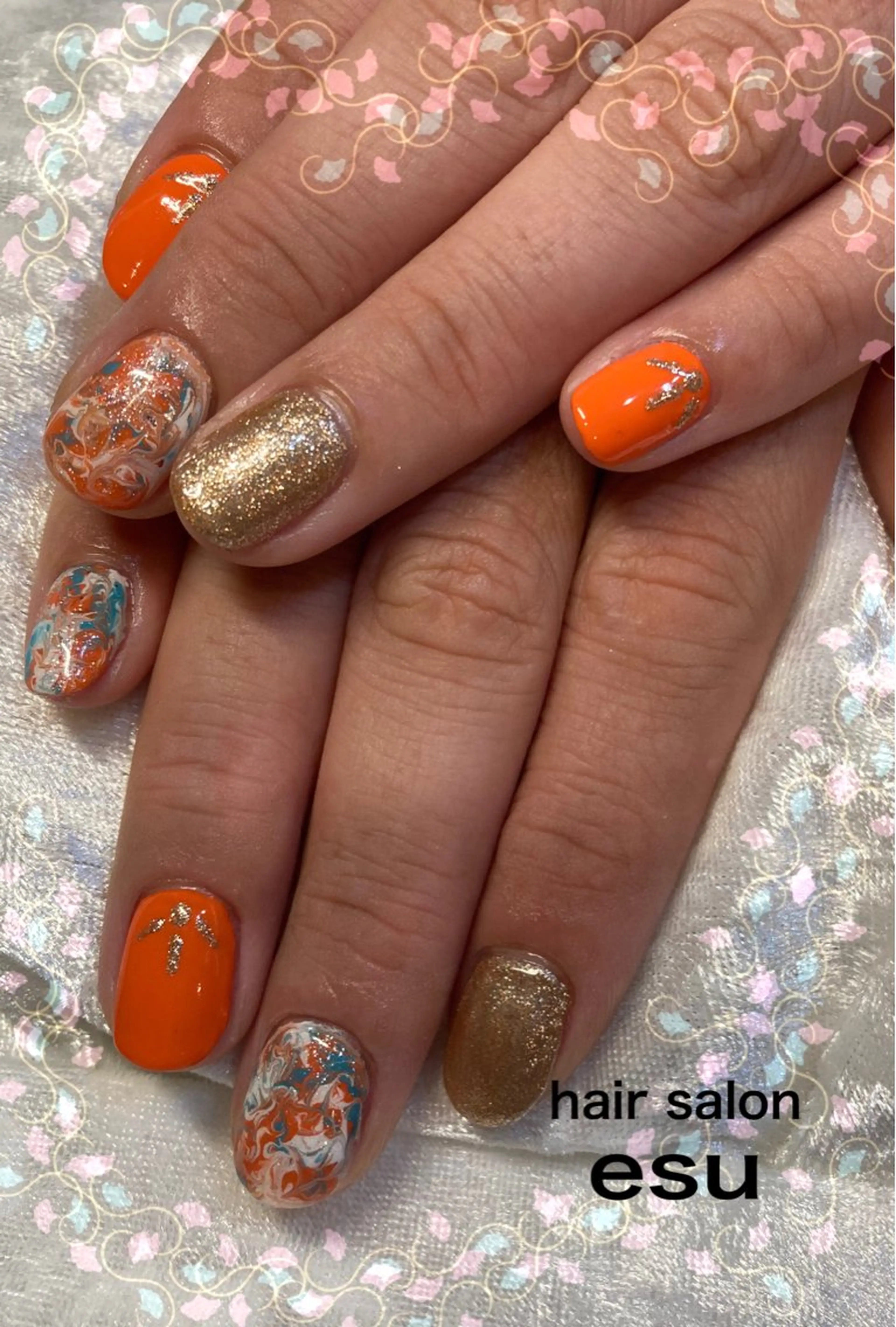 ネイル オレンジ 鳥山 悠莉のネイルデザイン