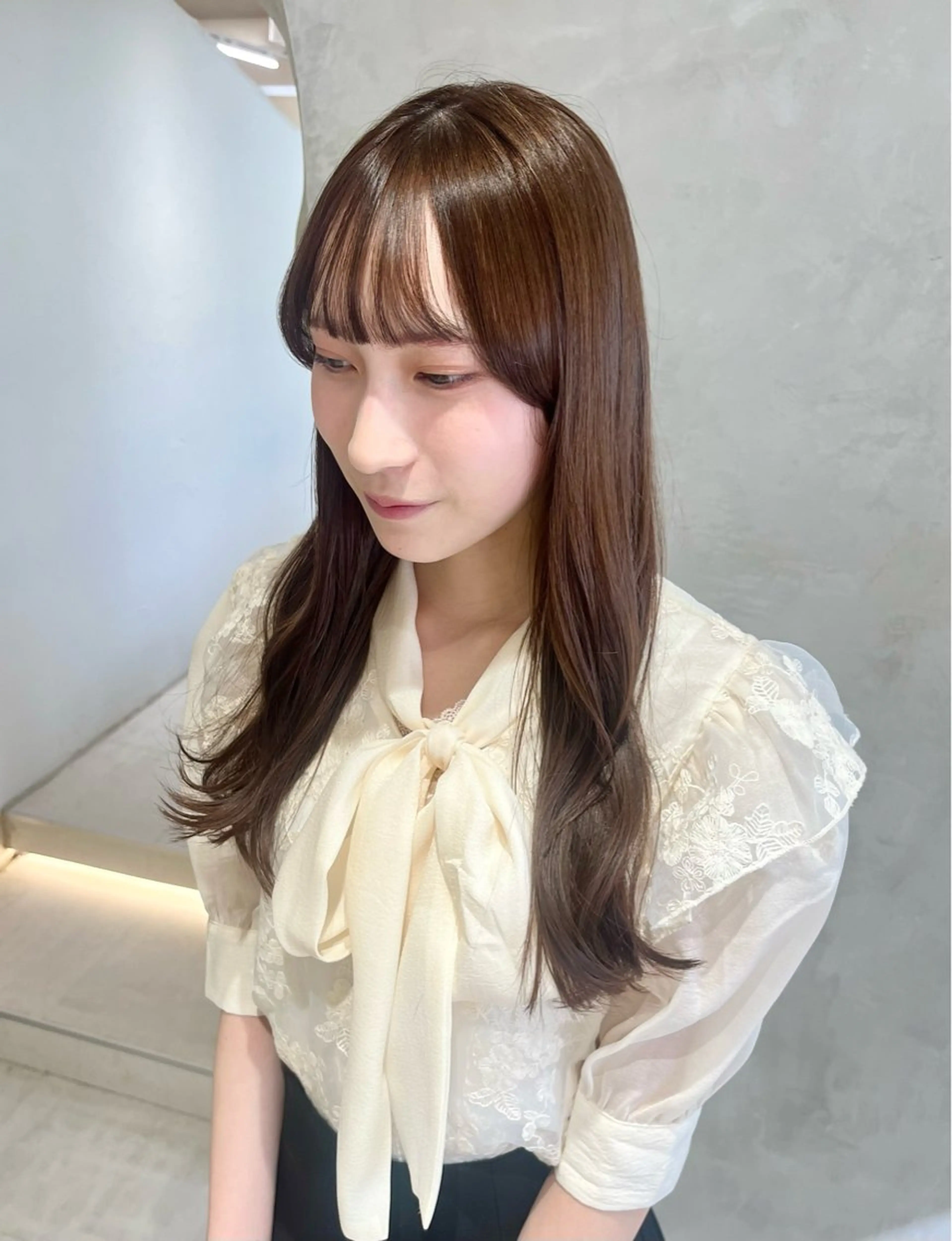 ロング カラー カット ヘアカラー トリートメント effect横浜所属・切りっぱなしボブ/ 艶カラー/綾莉のヘアスタイル