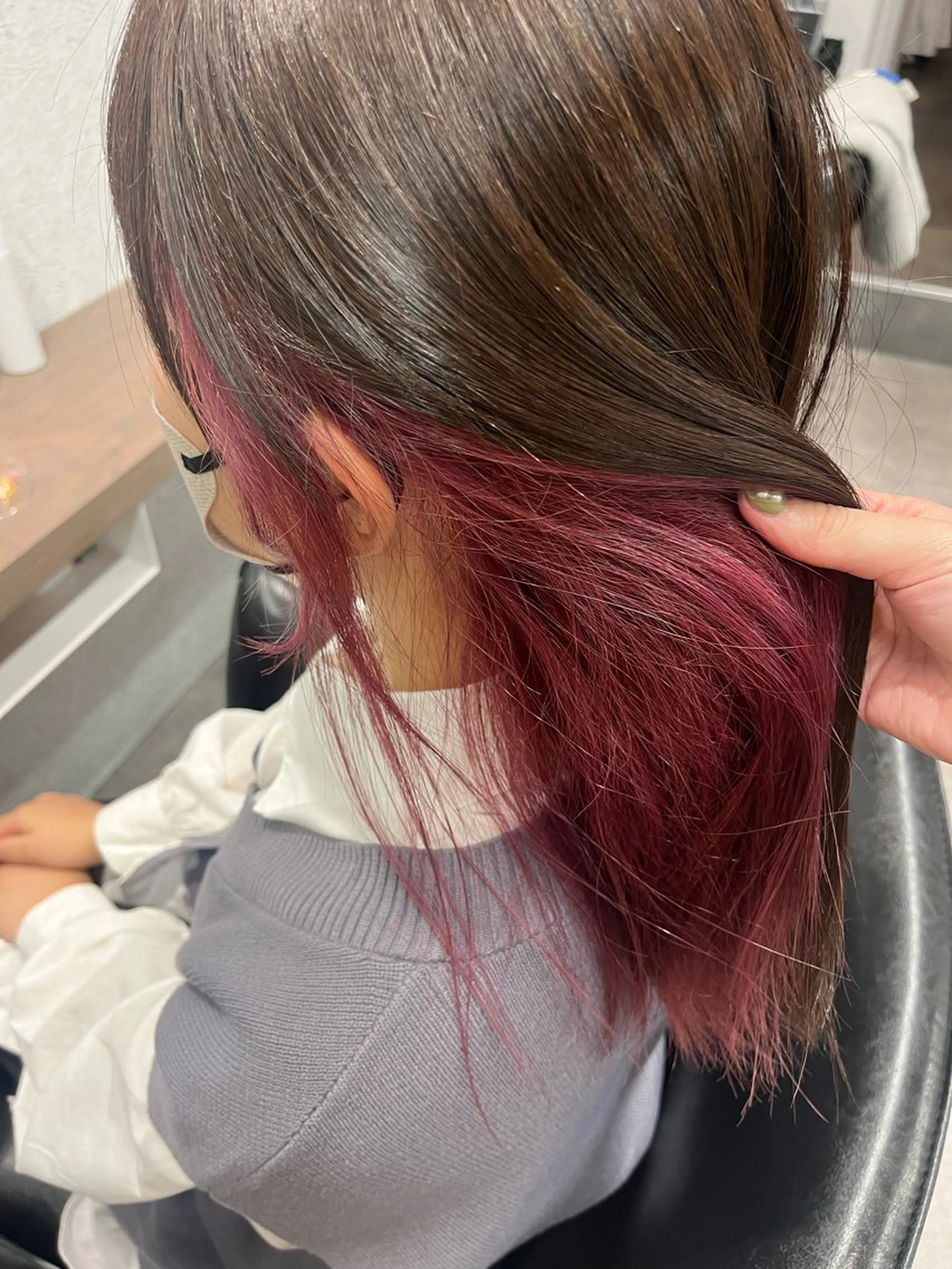 ミディアム カラー ピンクカラー ボブ/透明感カラー/ 髪質改善/🌙/ルナのヘアスタイル